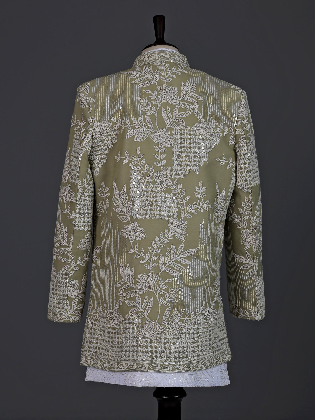 Blush pink boys silk blend indowestern suit with embroidered jacket
