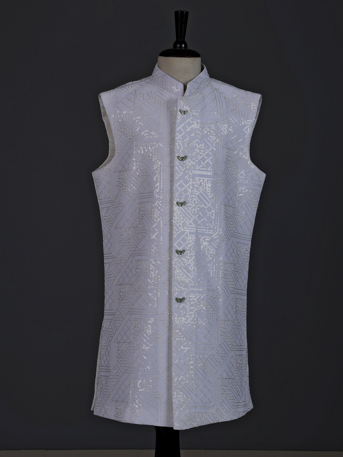 Blush pink boys silk blend indowestern suit with embroidered jacket