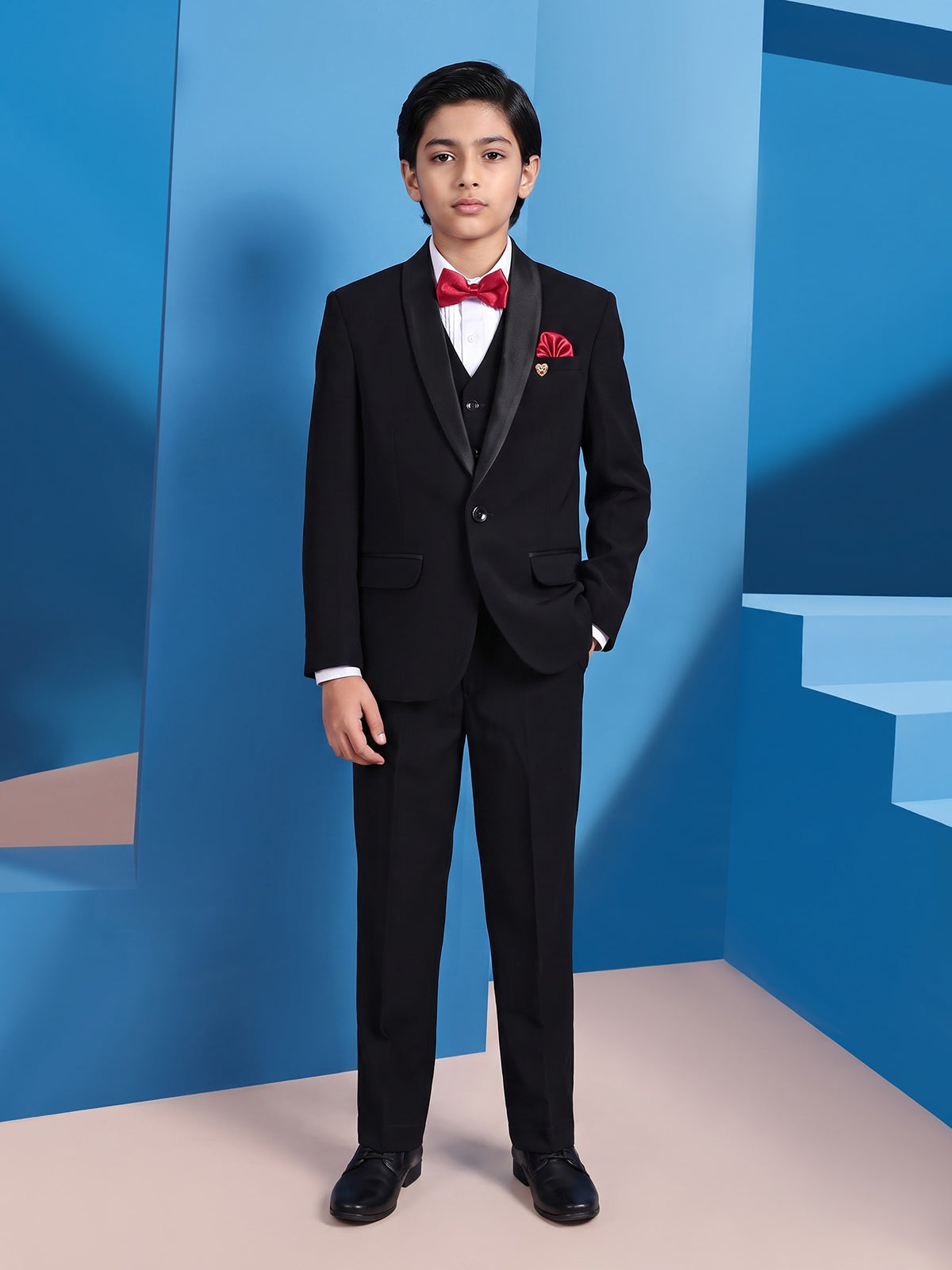 Black terry rayon boys coat suit for weddings