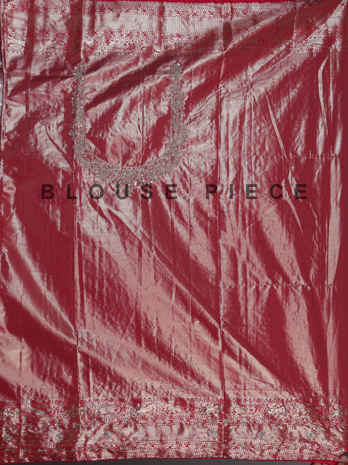 Red tissue silk motif wedding saree with designer elegance