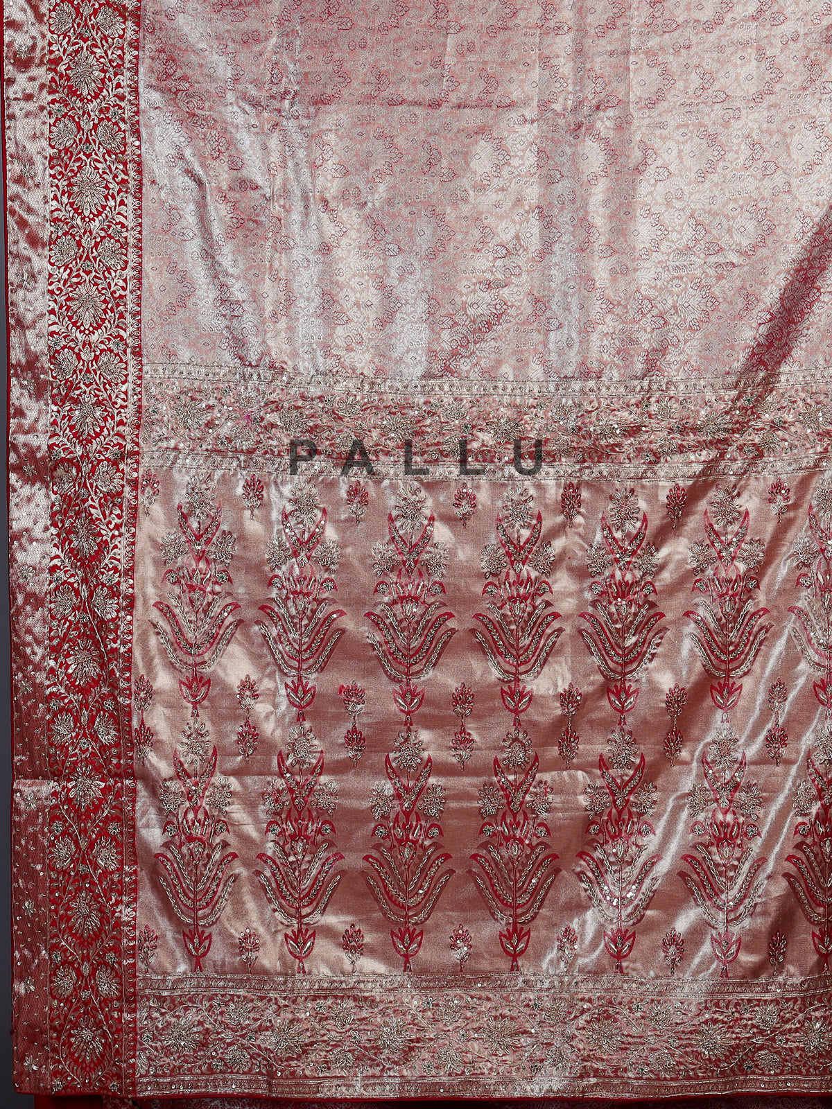 Red kanjivaram tissue silk bridal festive saree for women