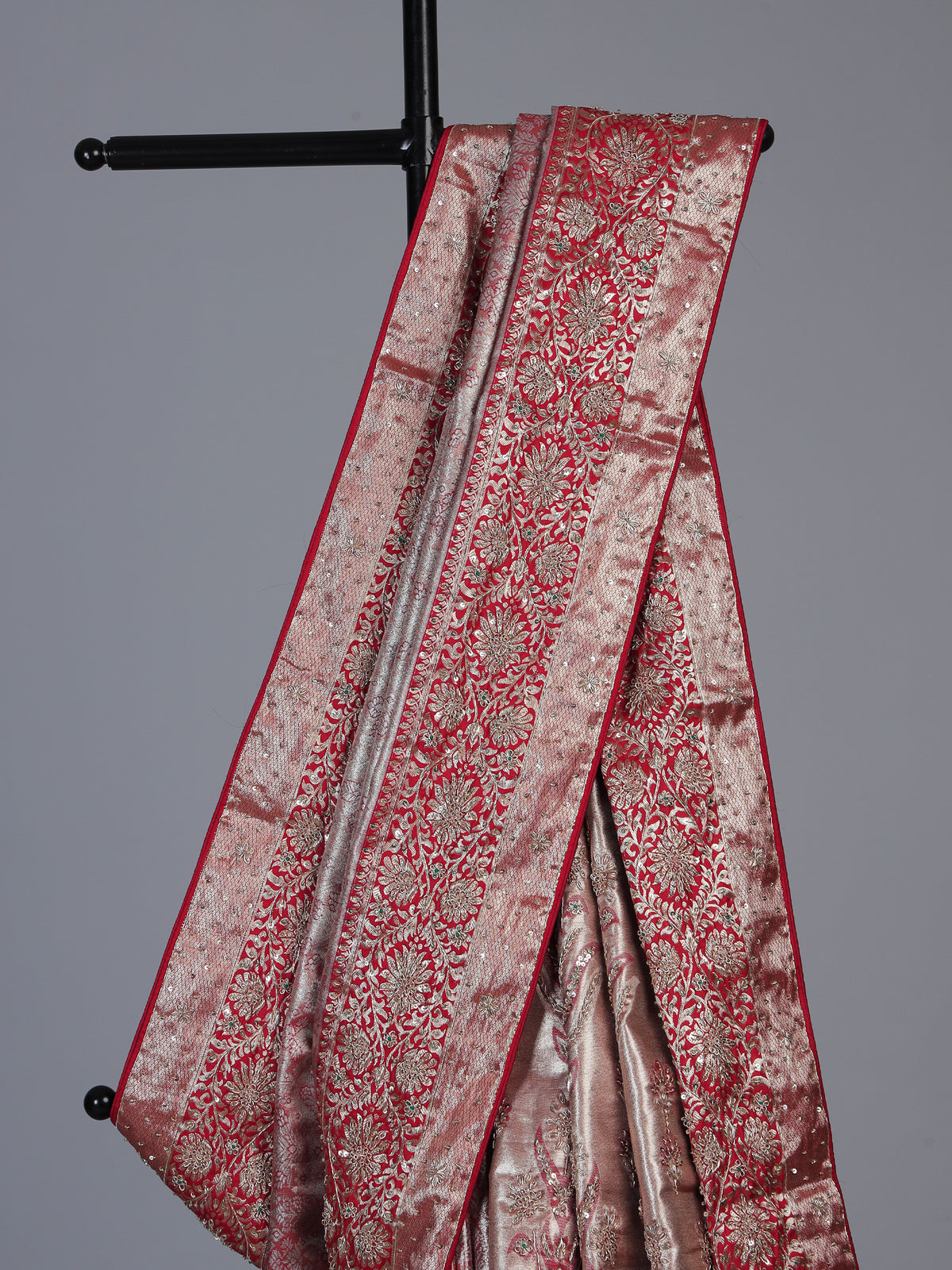 Red kanjivaram tissue silk bridal festive saree for women