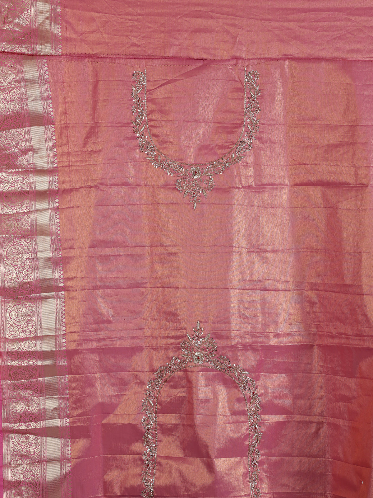 Grey kanjivaram silk contrast border festive designer saree women