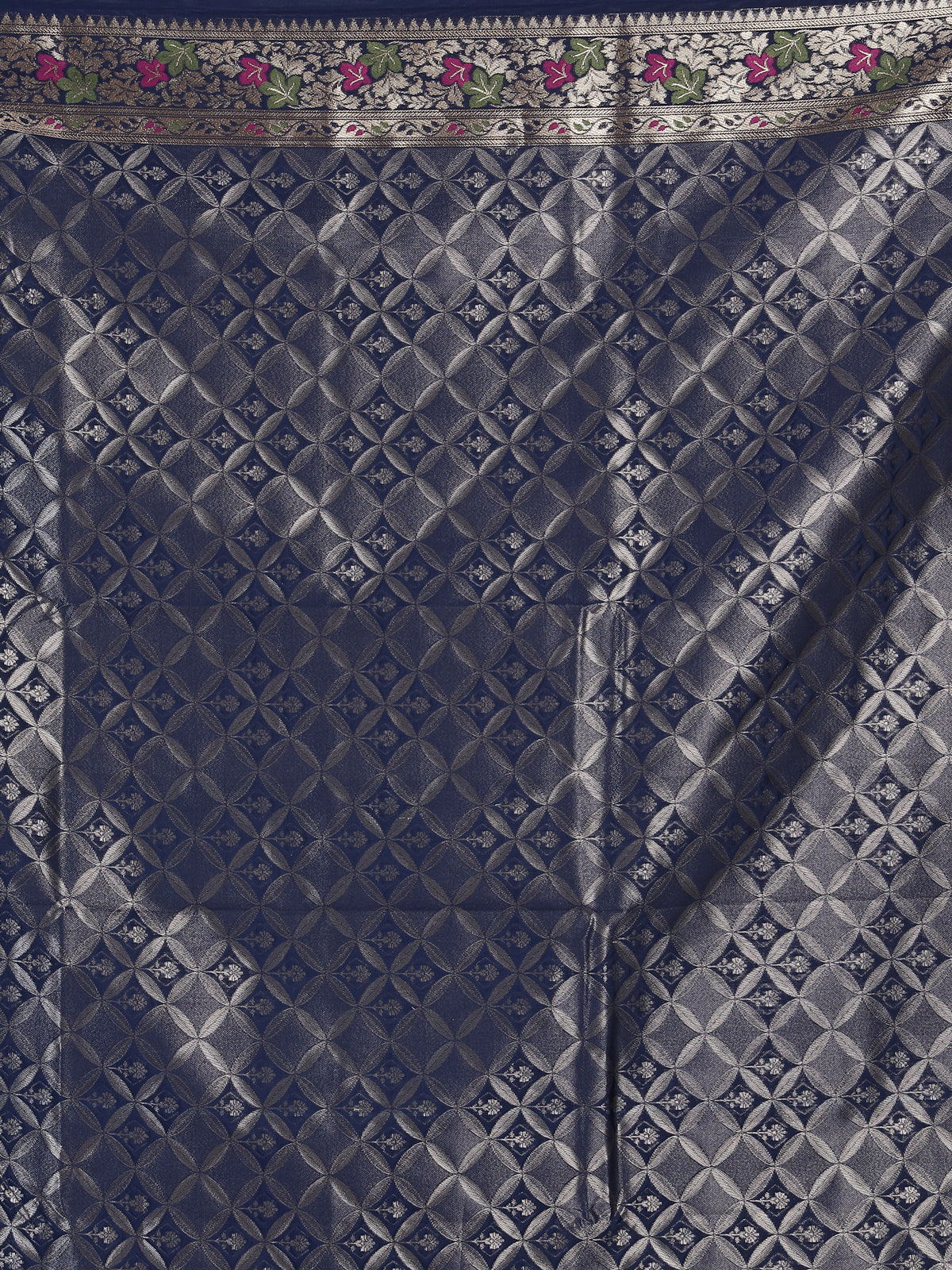 Navy paithani silk saree with elegant floral zari design