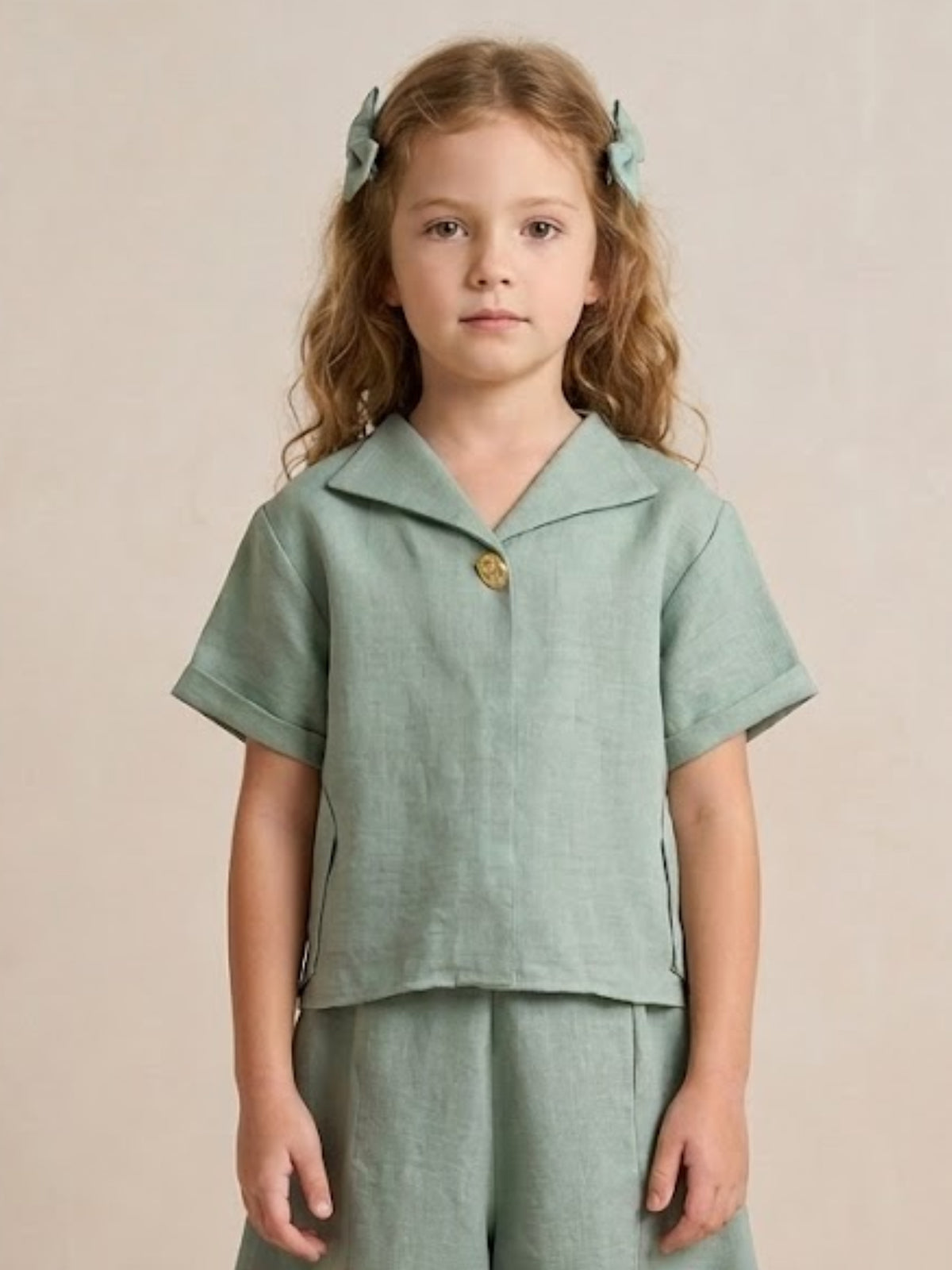 Pista green balloon pants co-ord set for girls