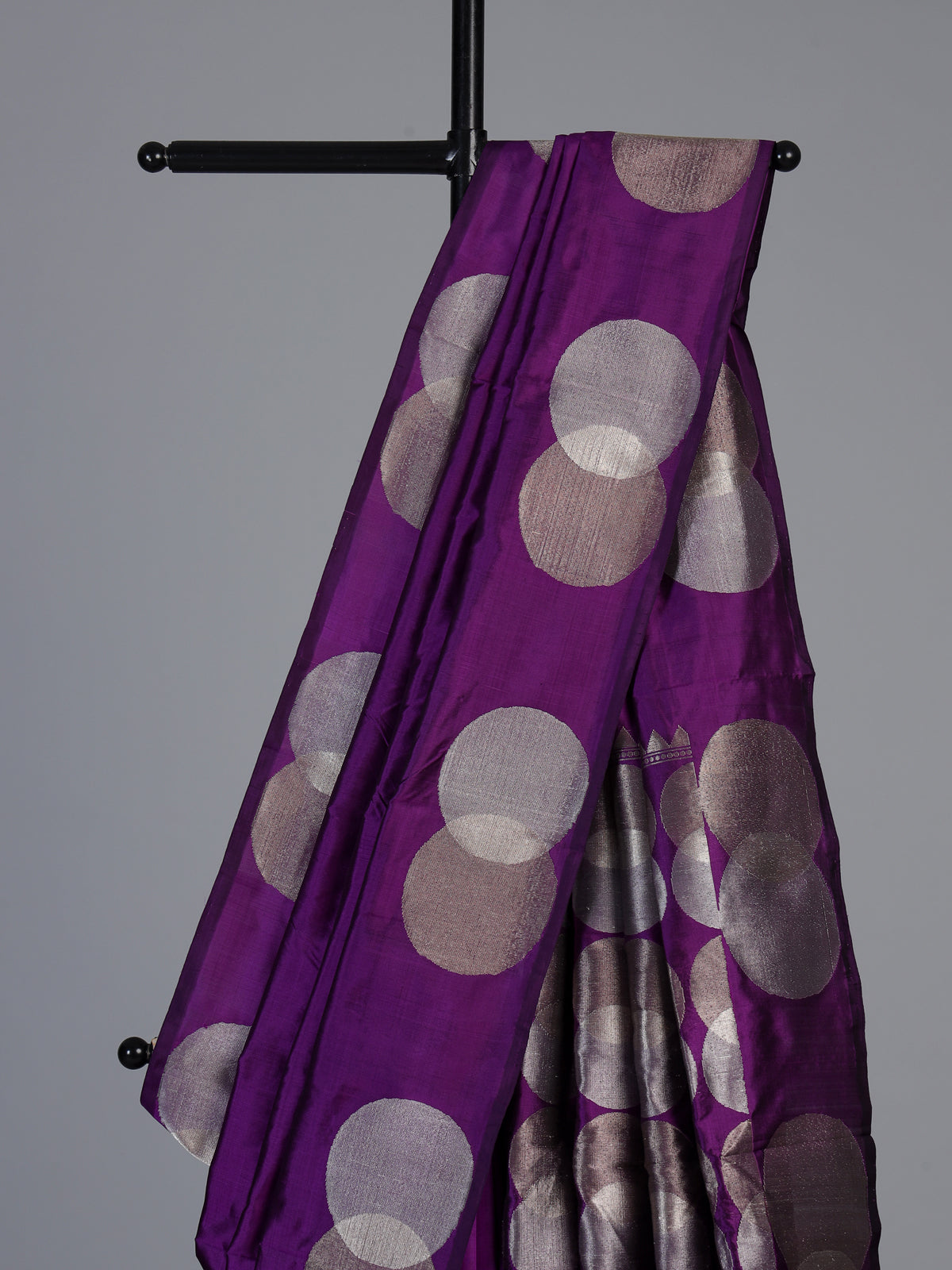 Purple soft silk saree with rich zari border design