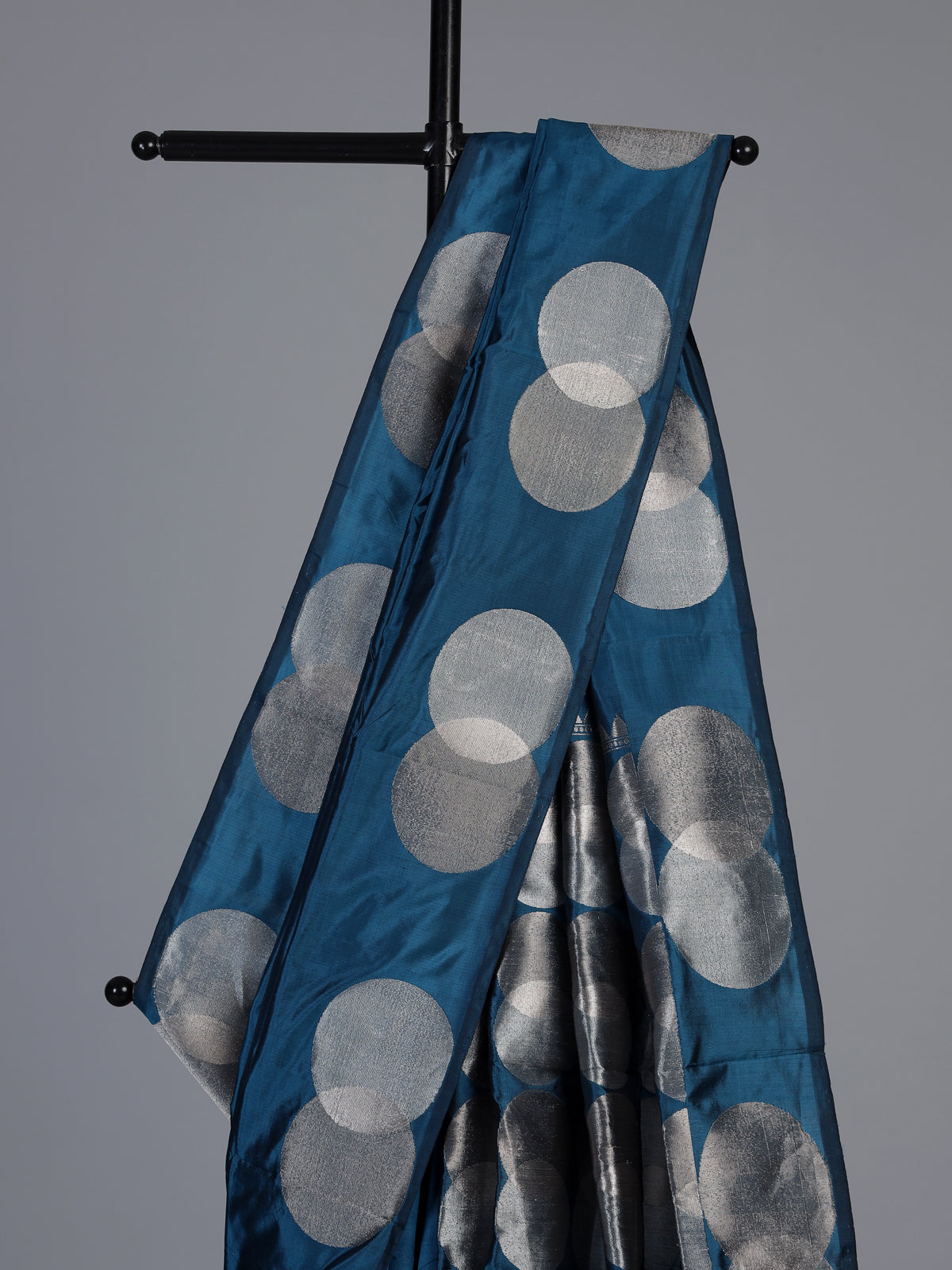 Blue soft silk saree with elegant zari border and pallu