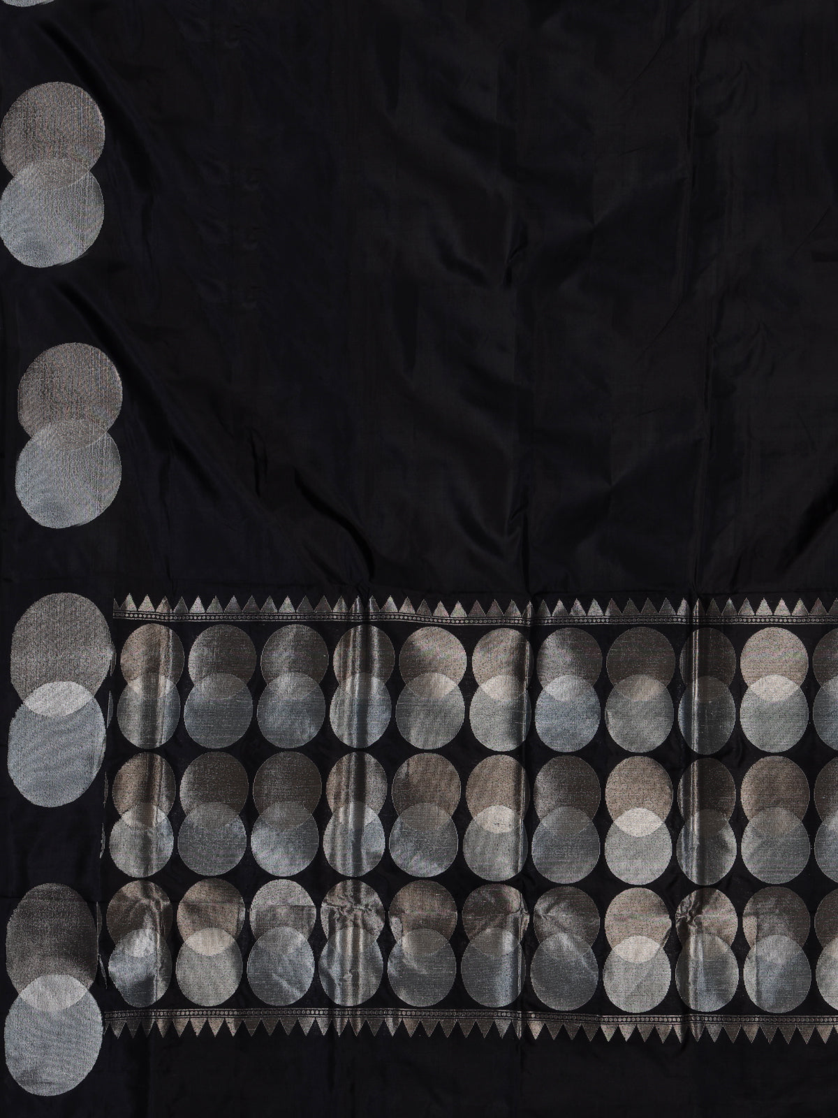 Black soft silk saree with elegant zari border and pallu