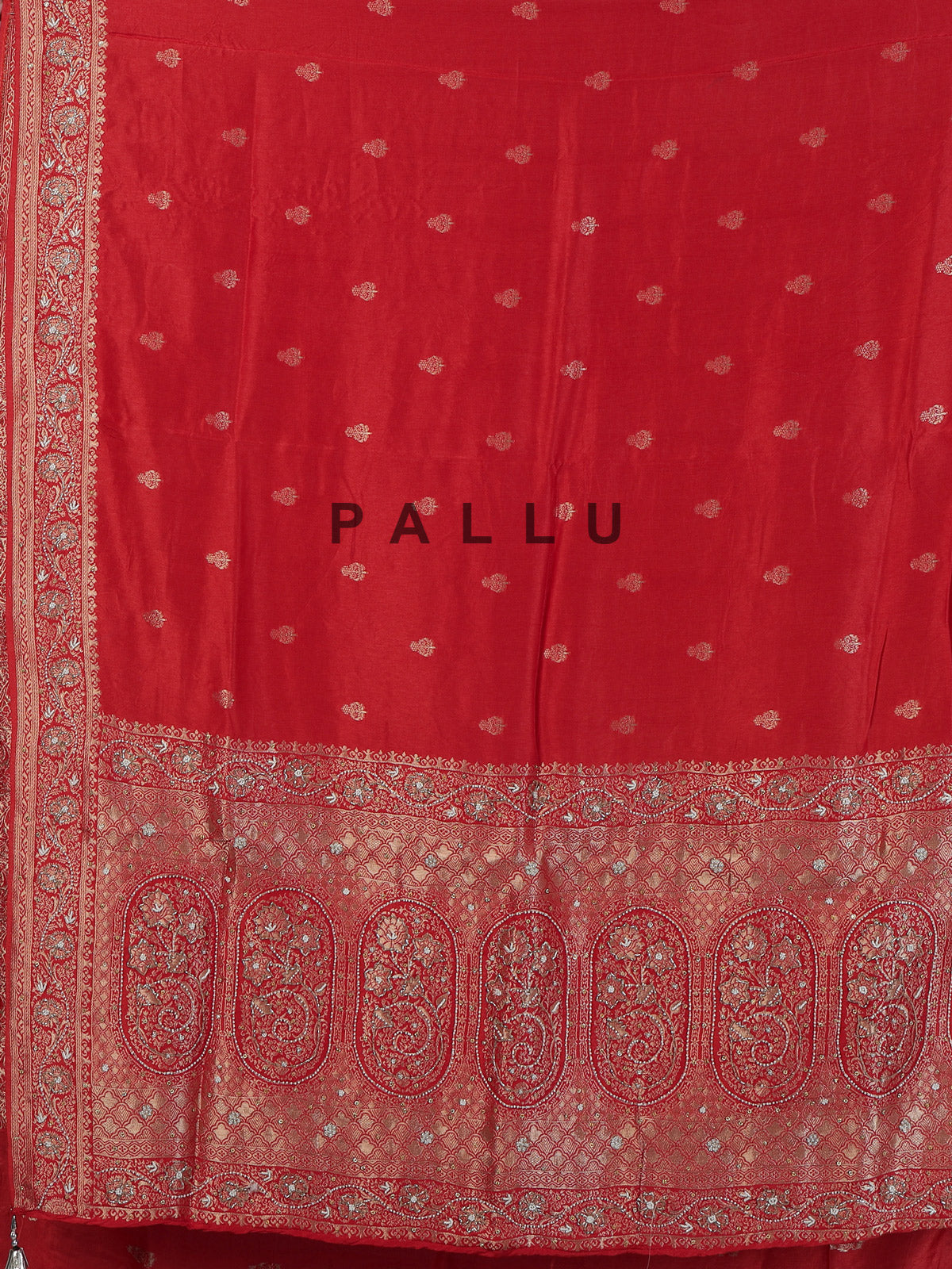 Orange dola silk saree with traditional butti work design