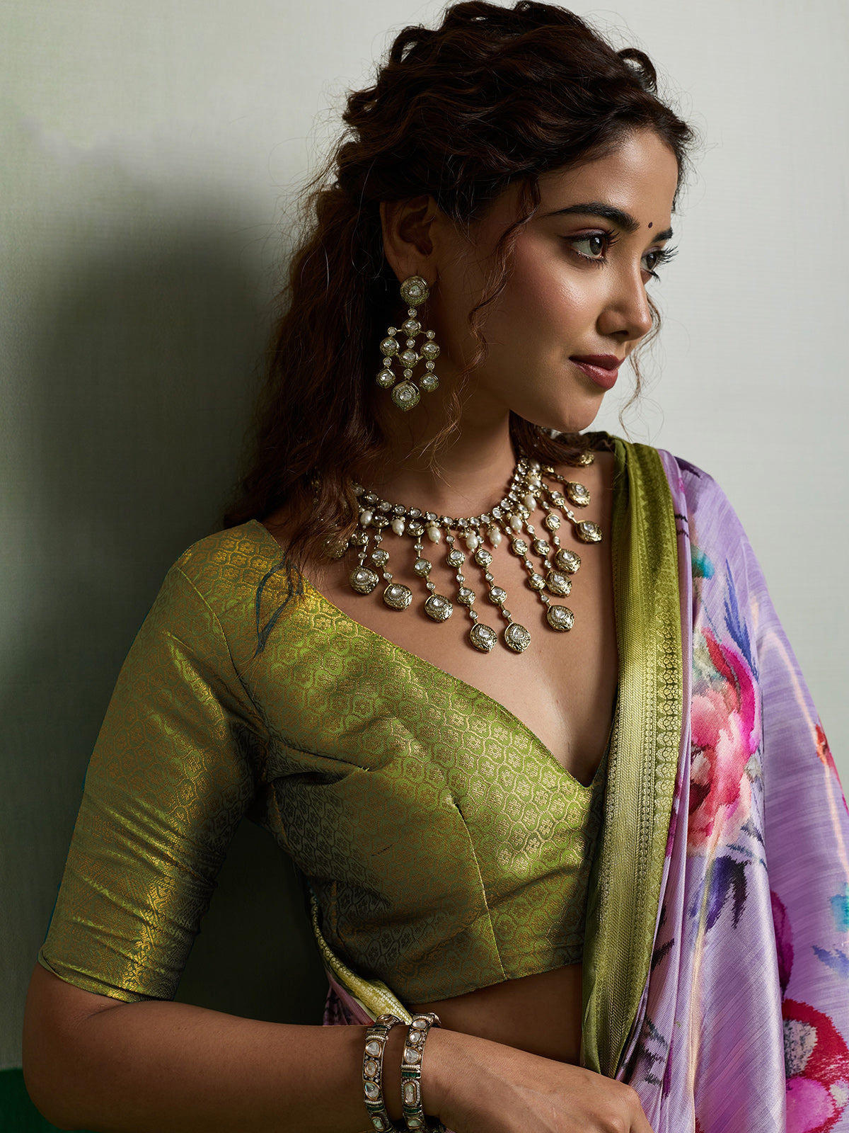 Lavender botanical grace kanjivaram tissue silk saree
