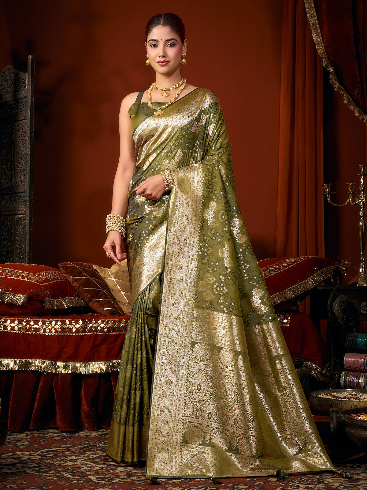Green timeless festive silk saree