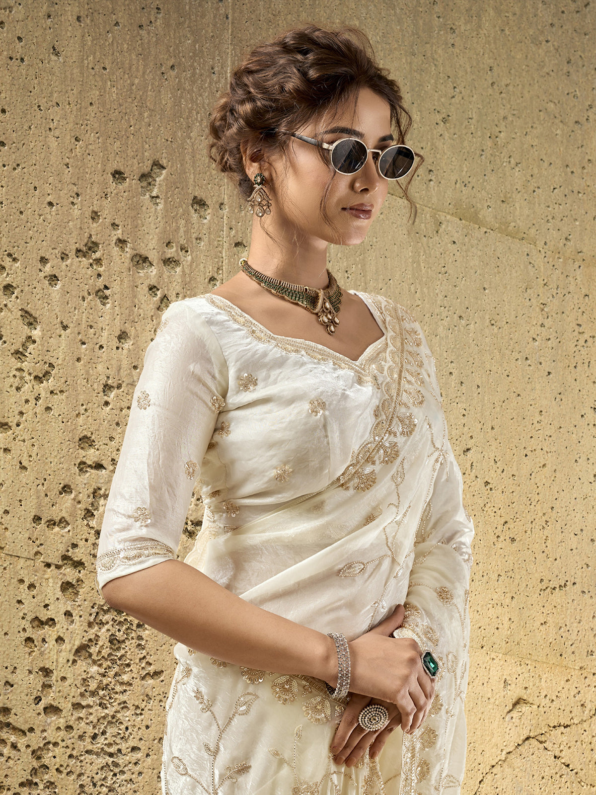 White luxe elegance designer saree