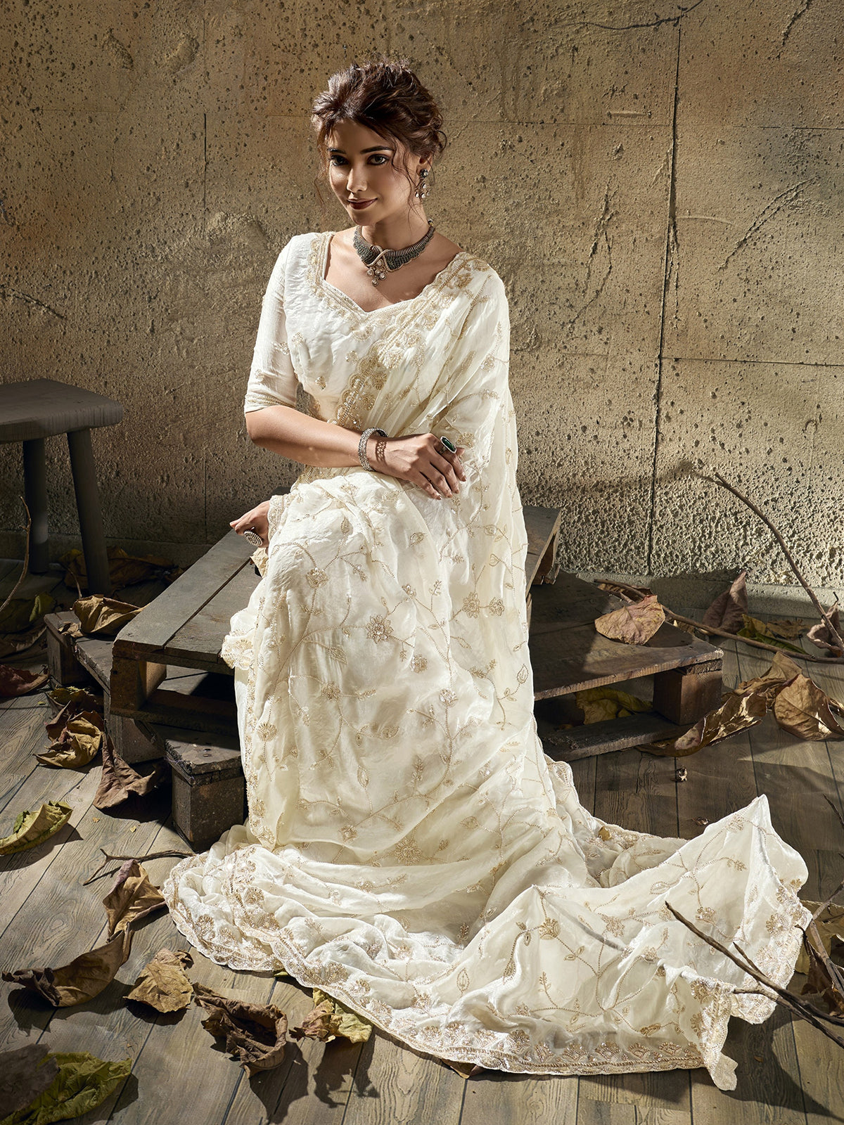 White luxe elegance designer saree