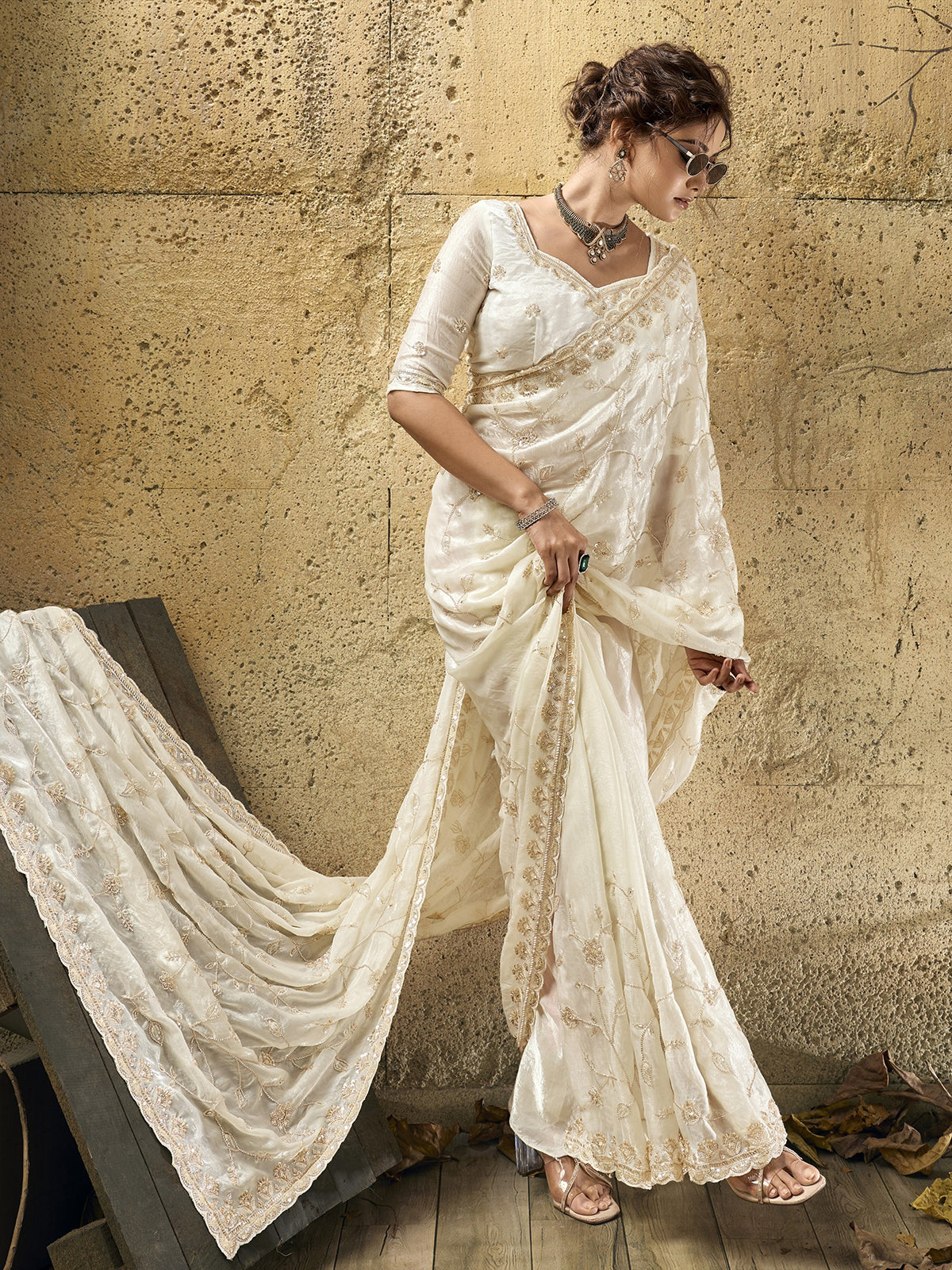 White luxe elegance designer saree