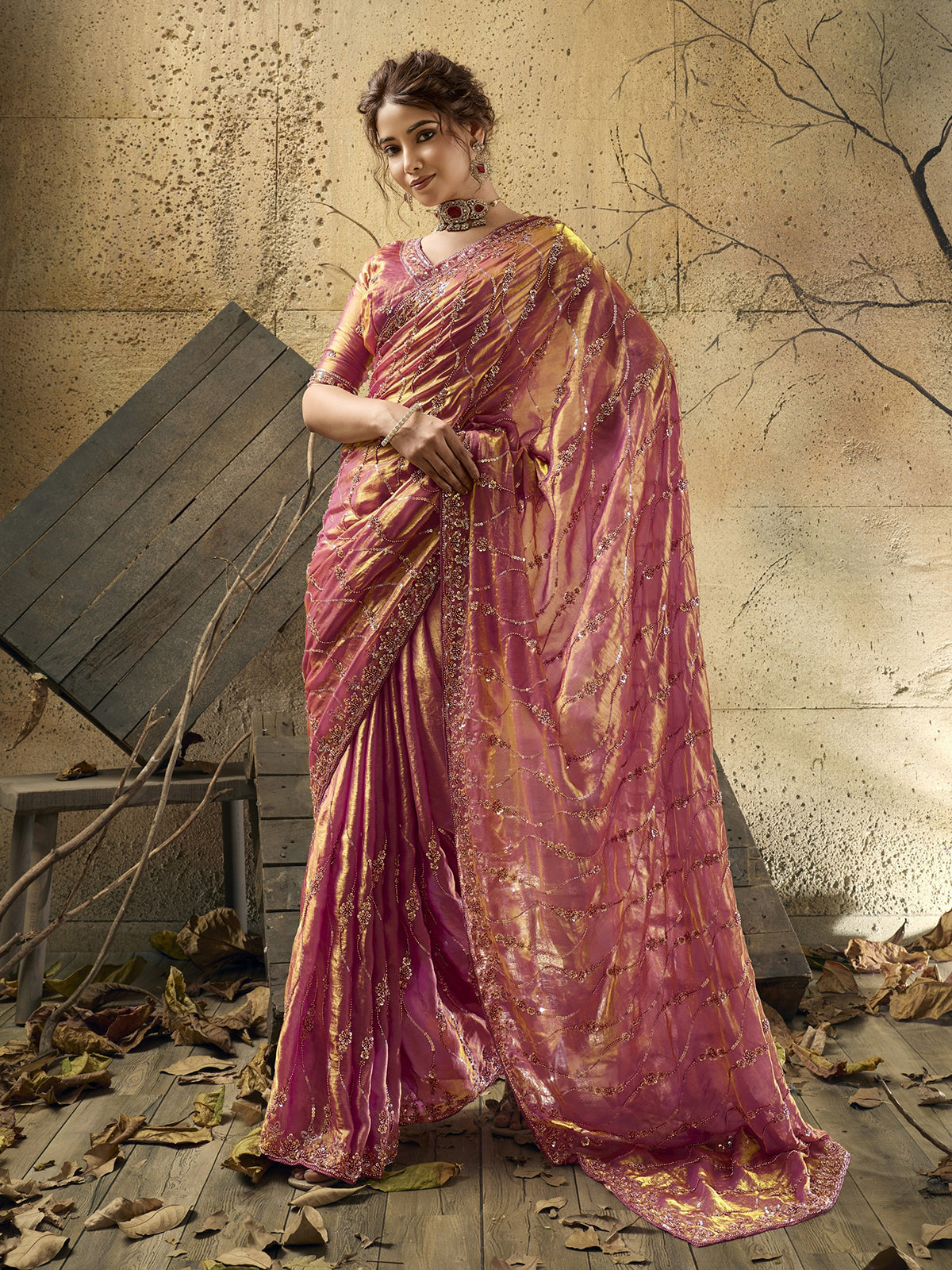 Rani pink signature bridal saree