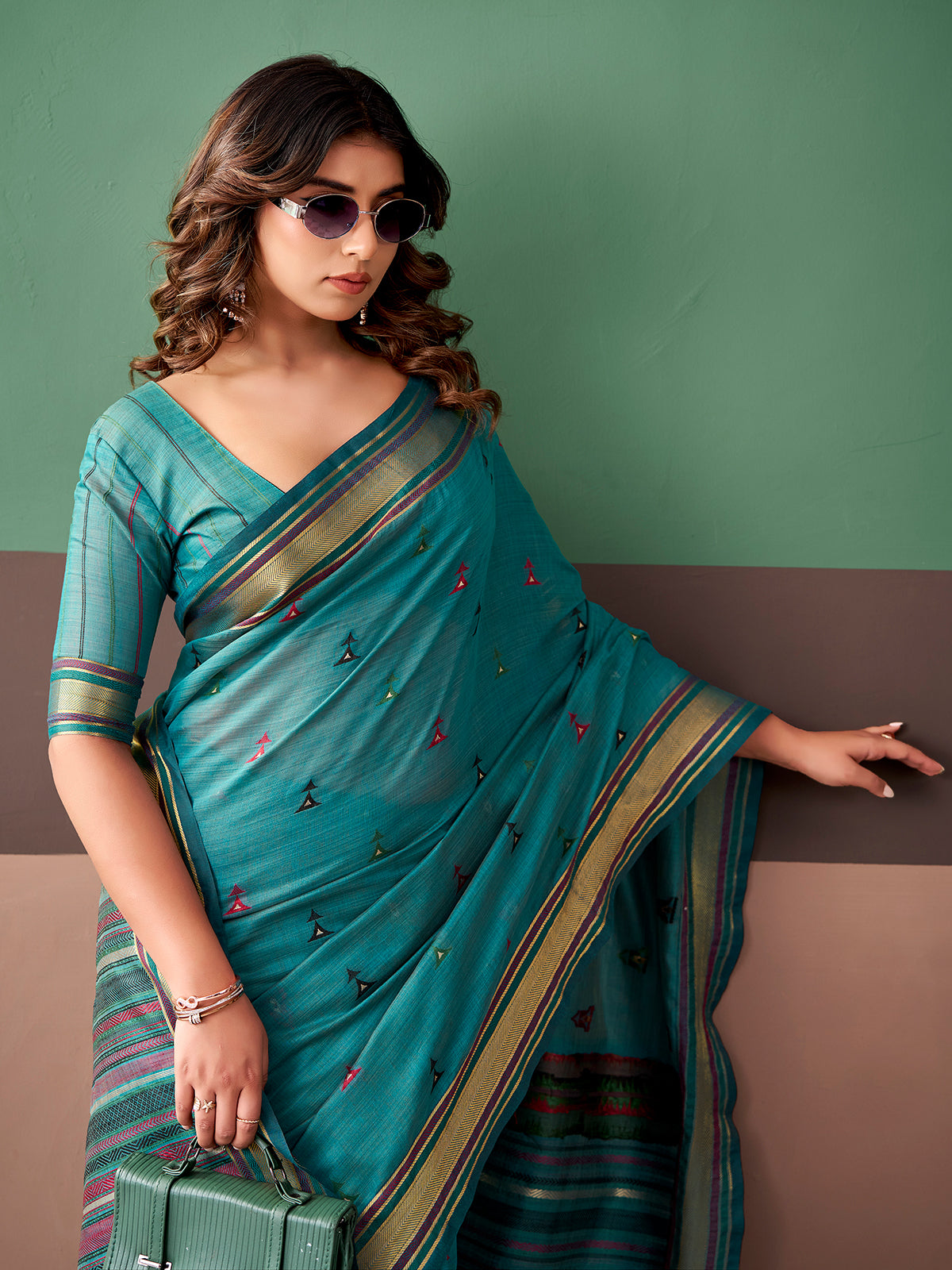 Mint blue classic festive saree