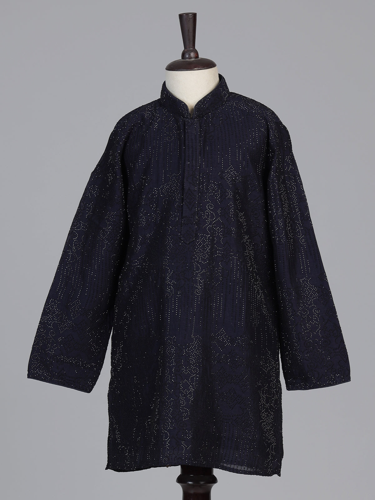 Navy blue swarovski boys kurta suit