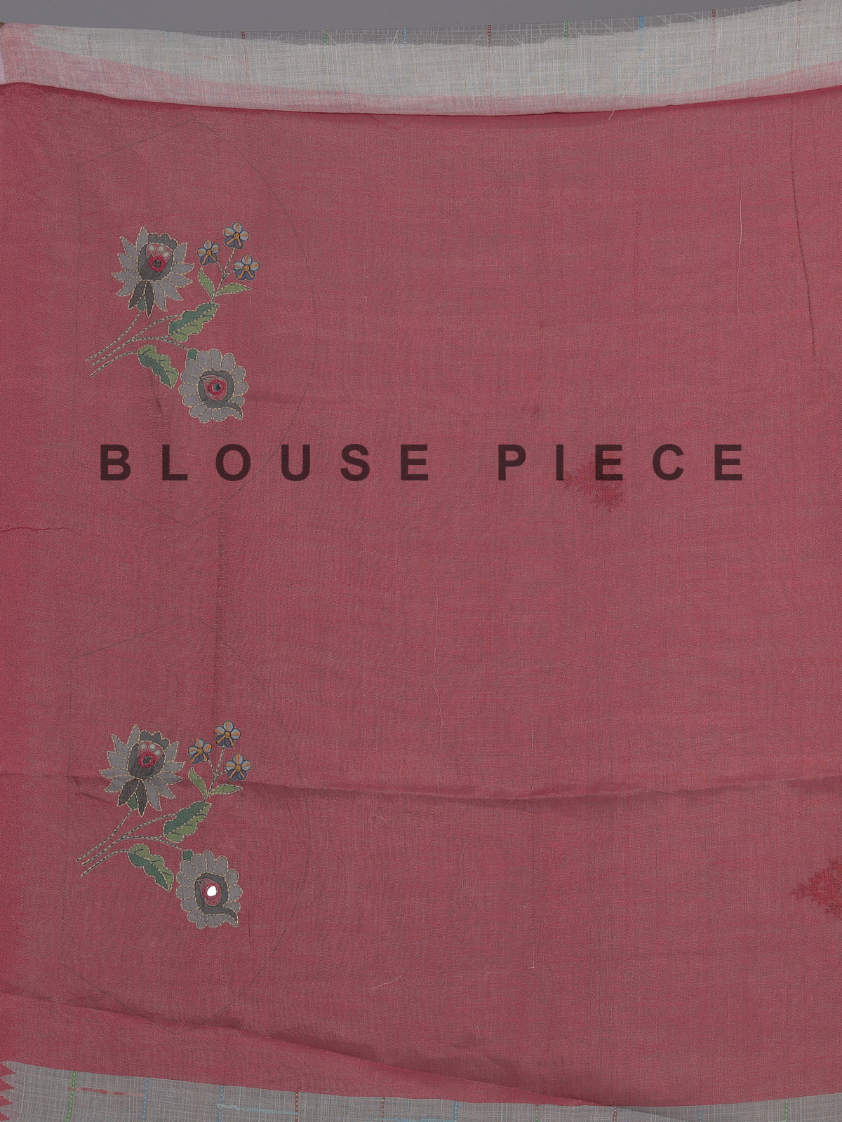 Grey cotton silk saree with floral mirror work elegance
