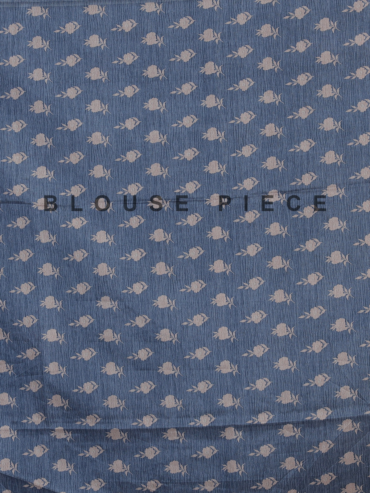 Stone blue art silk saree with floral and elephant motif detailing