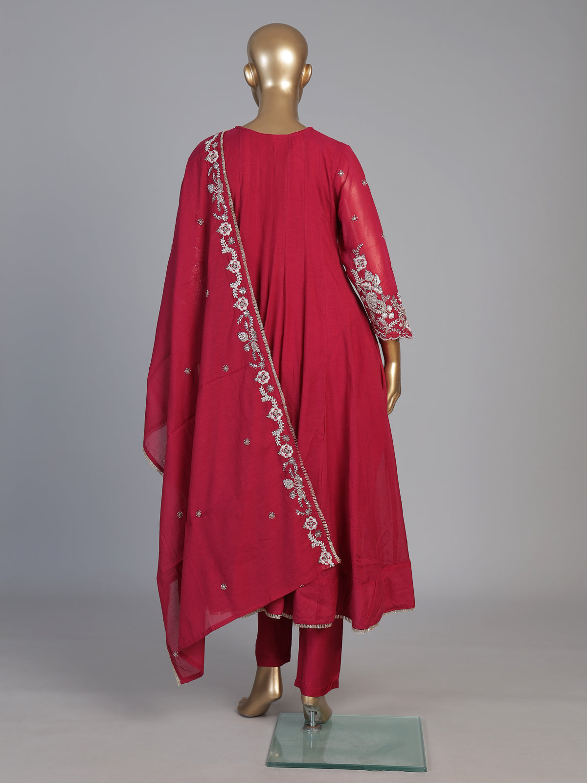 Rani pink embroidered anarkali suit for women