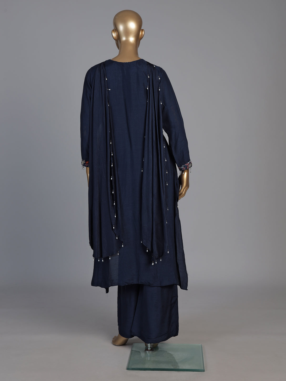 Navy blue designer choker dupatta suit for women
