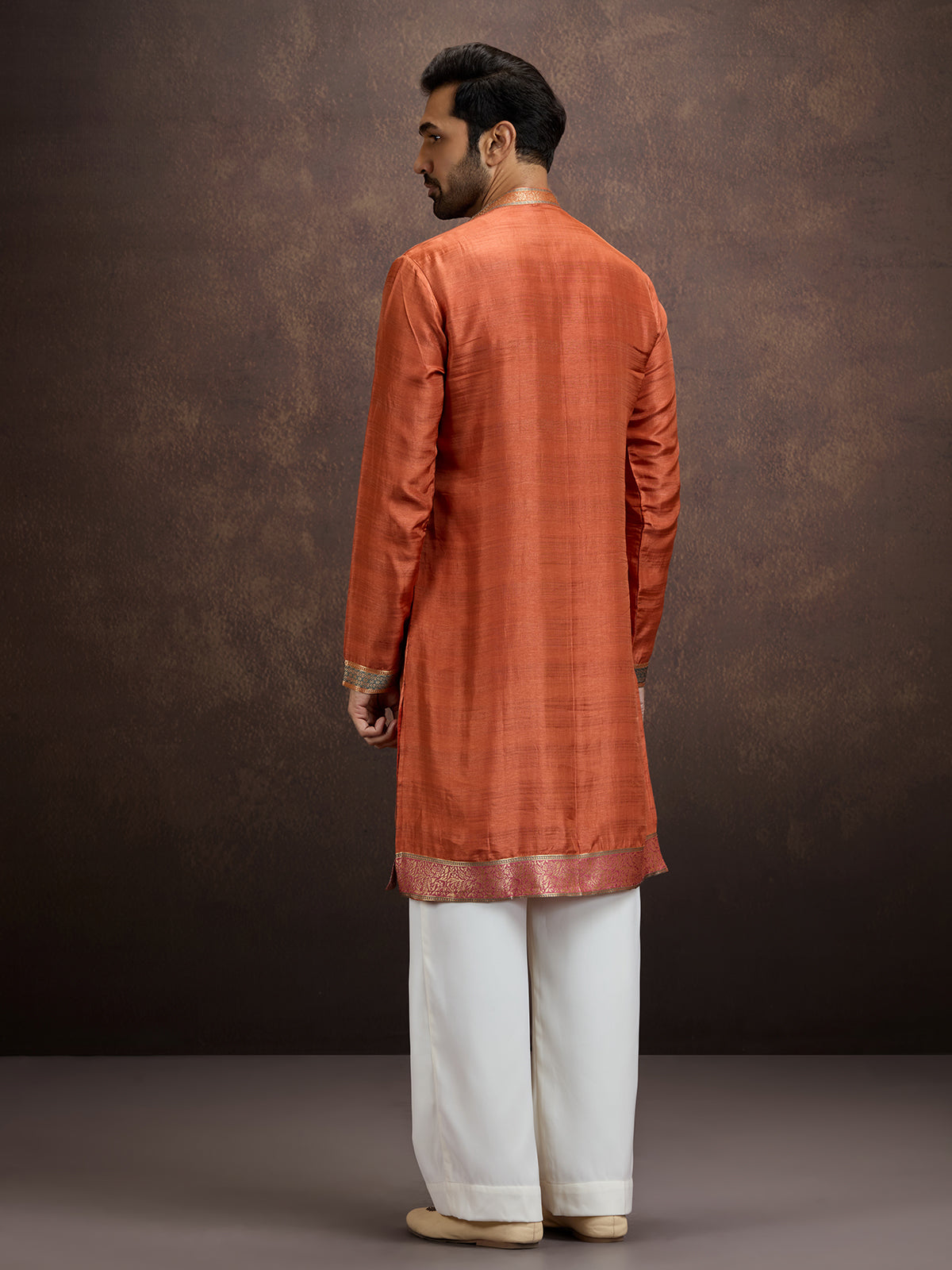 Rust orange paisley kurta pajama with dupatta