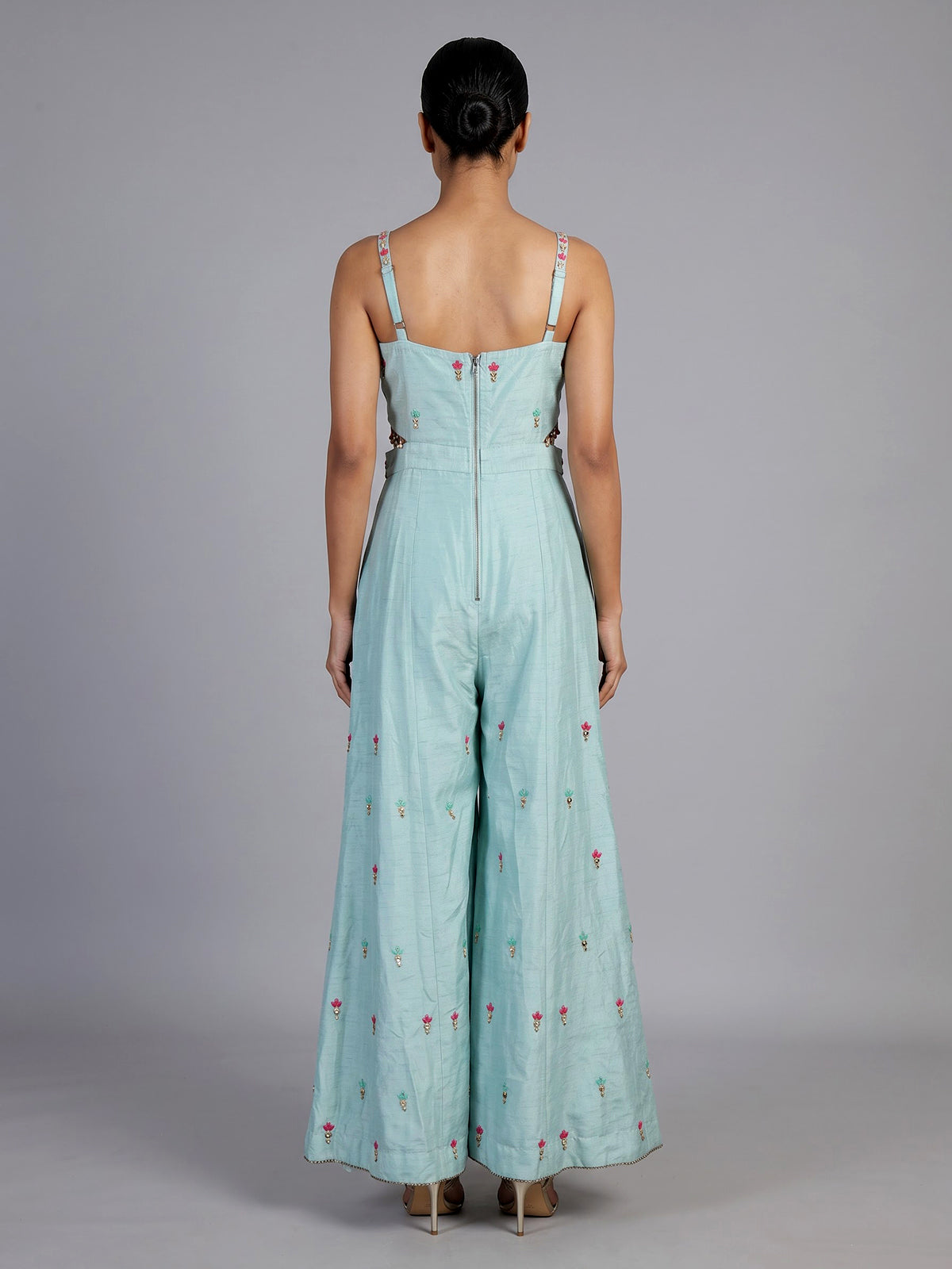 Blue embellished women indo western jumpsuit