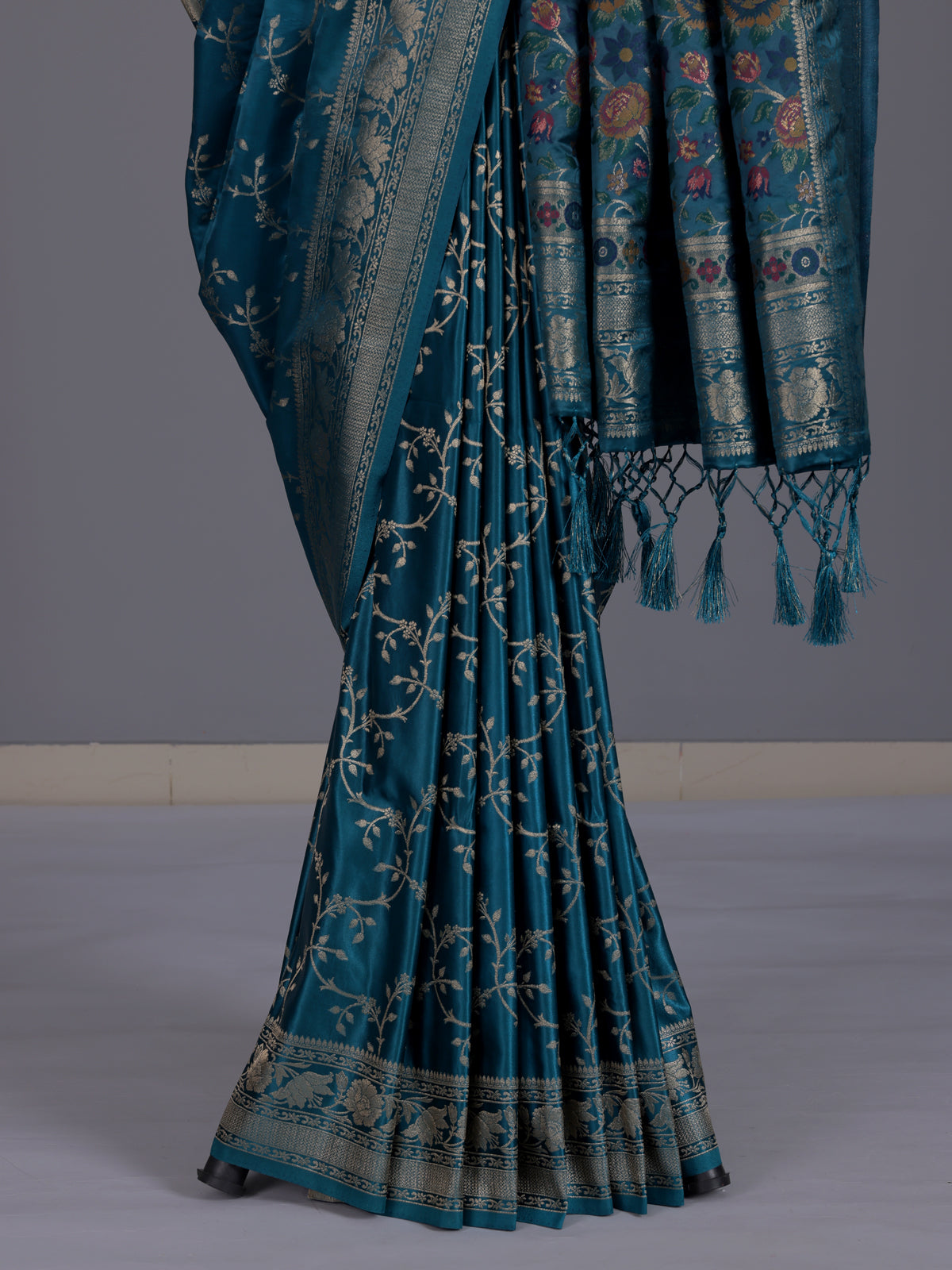 Blue women mughal meenakari zari saree