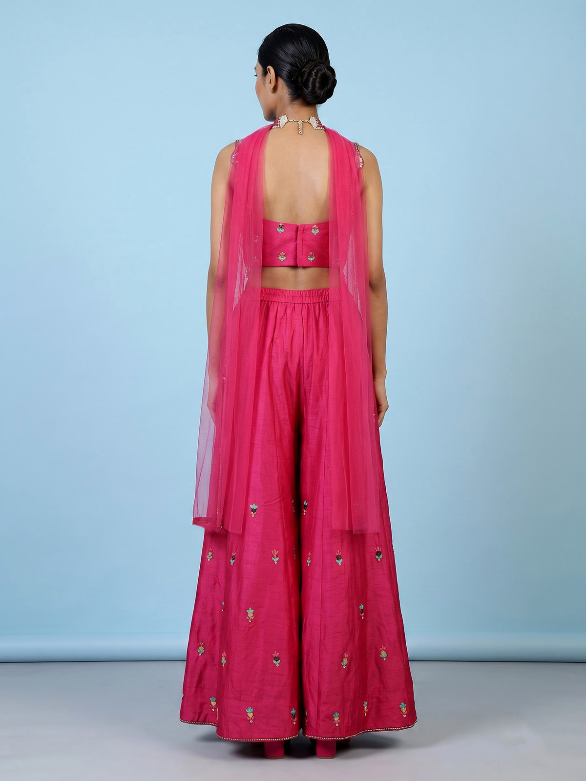 Rani pink women jharokha embellished sharara suit