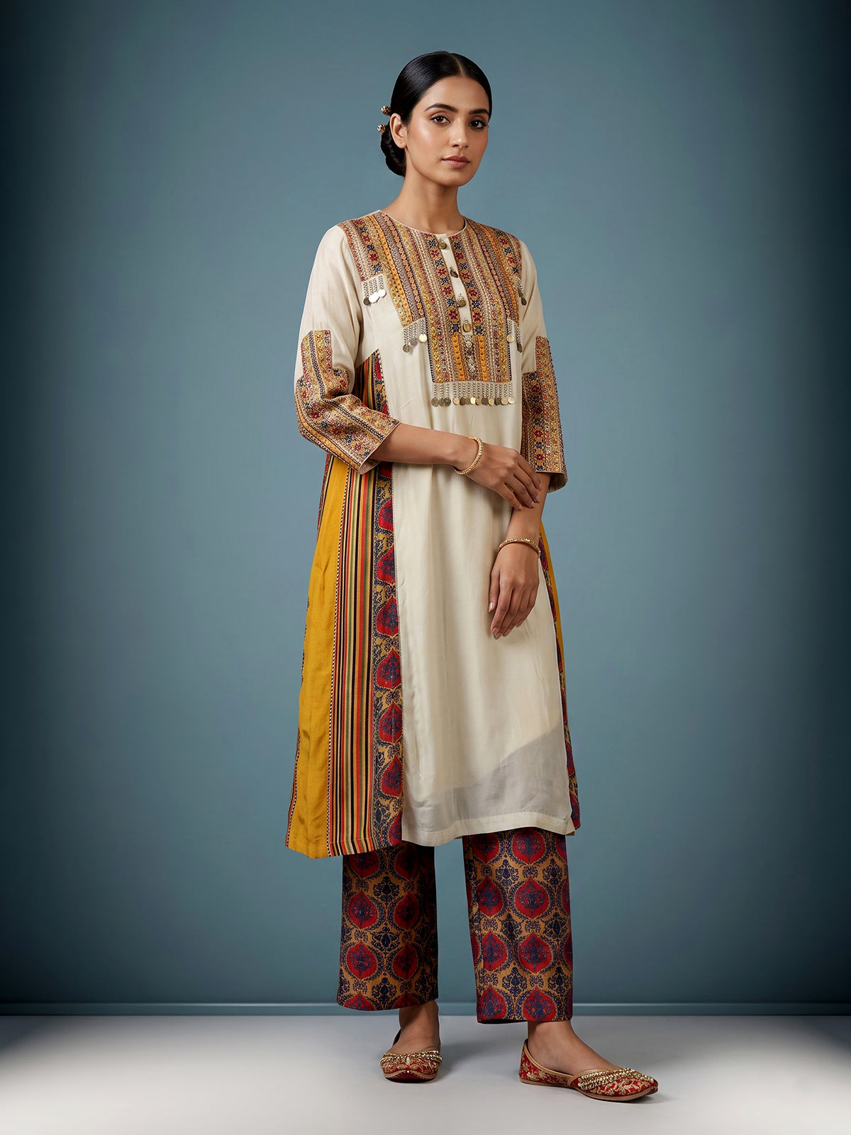 White women embellished modal silk pant suit
