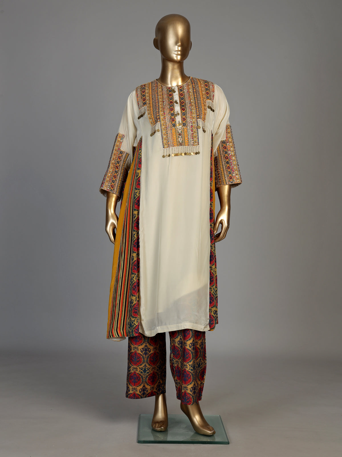 White women embellished modal silk pant suit