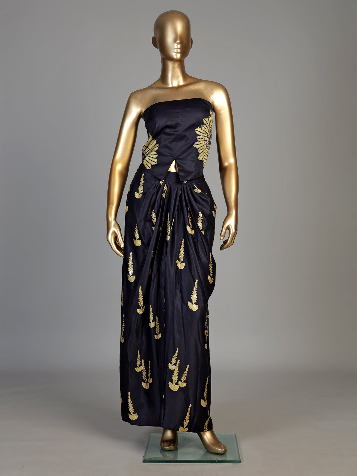 Black women draped dhoti skirt indo western