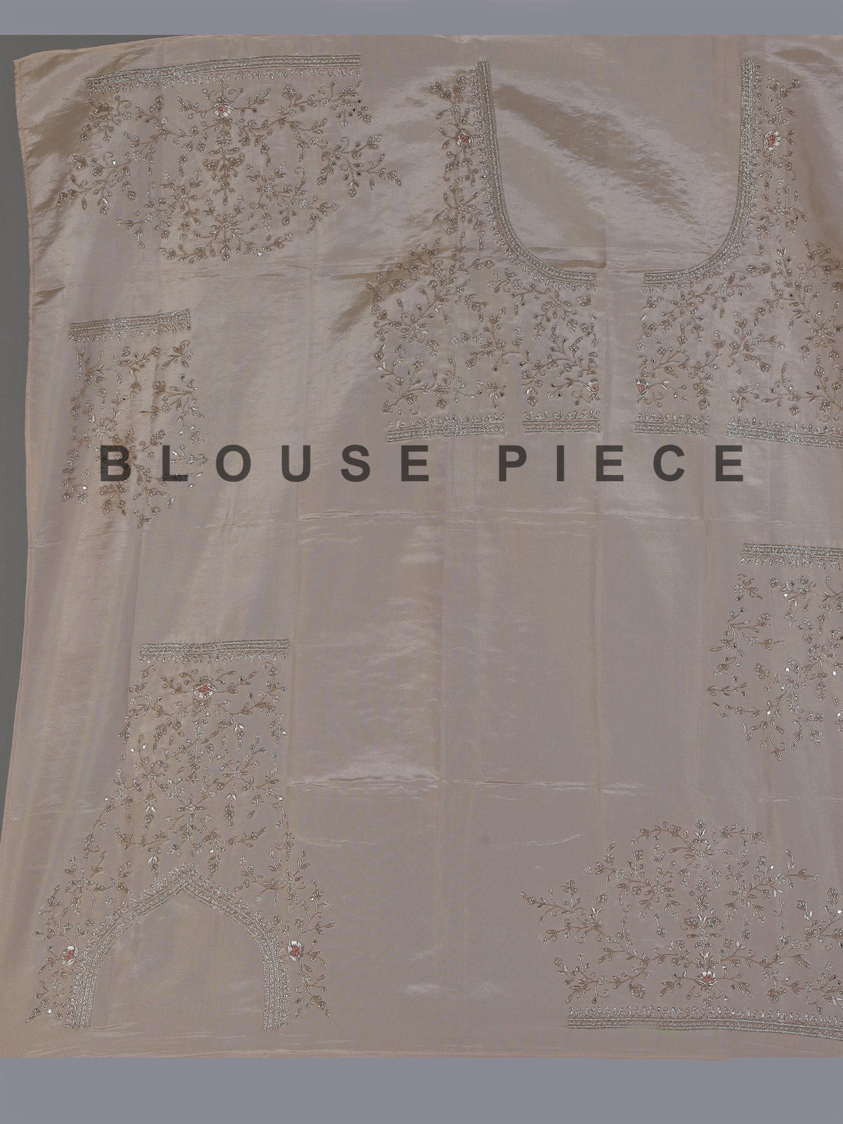 Peach silk unstitched lehenga choli with mirror diamond detailing