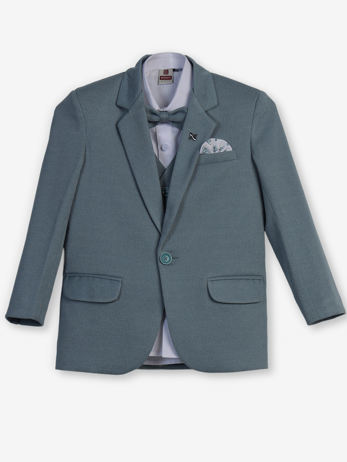 Grey solid one-button cotton blend coat suit