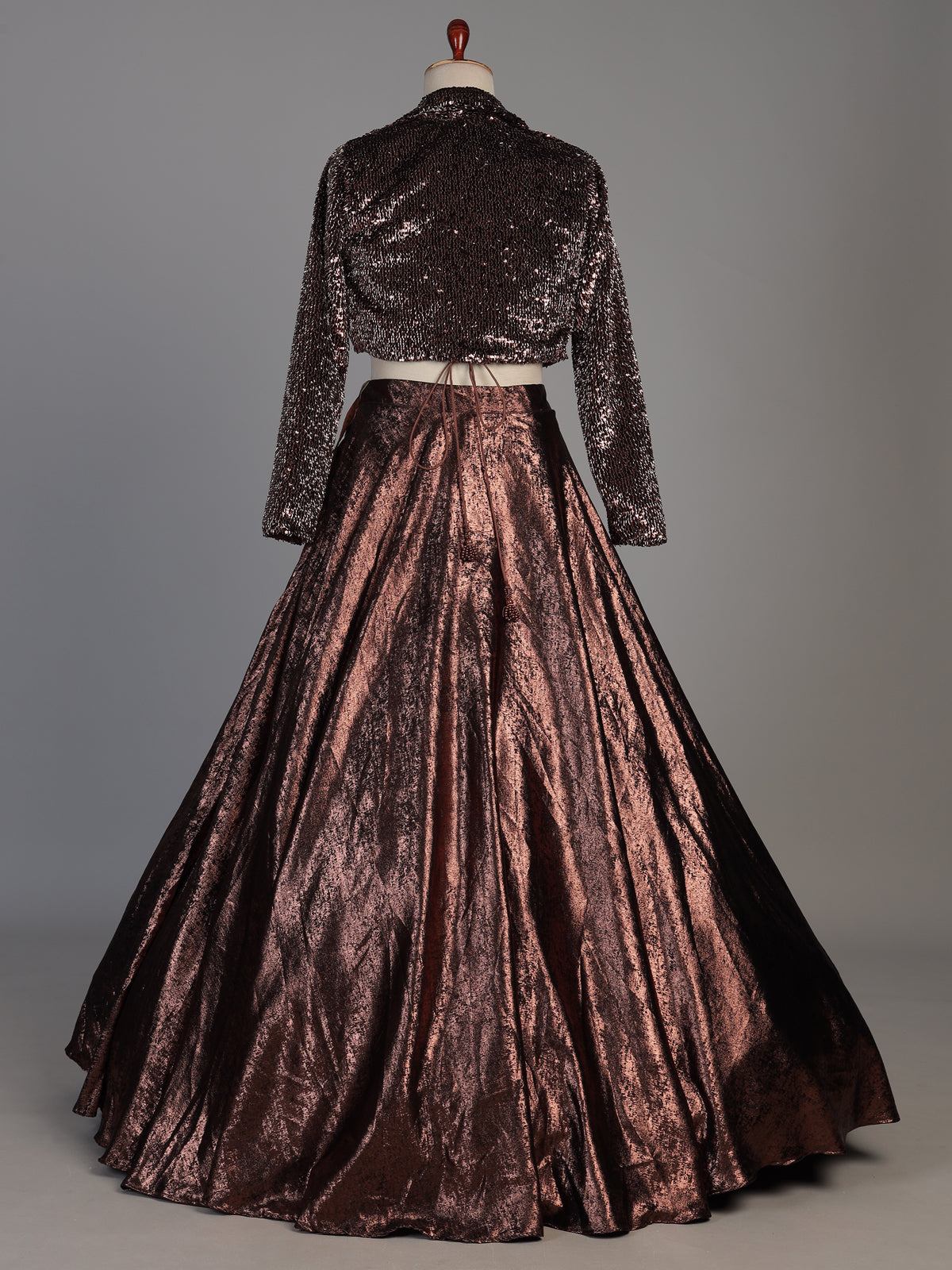 Brown womens metallic couture lehenga choli
