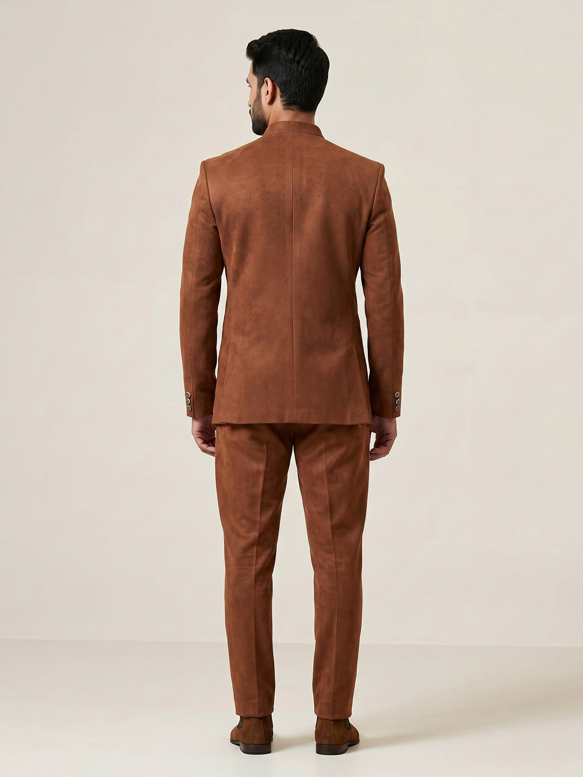Rust orange mens floral zardosi jodhpuri suit