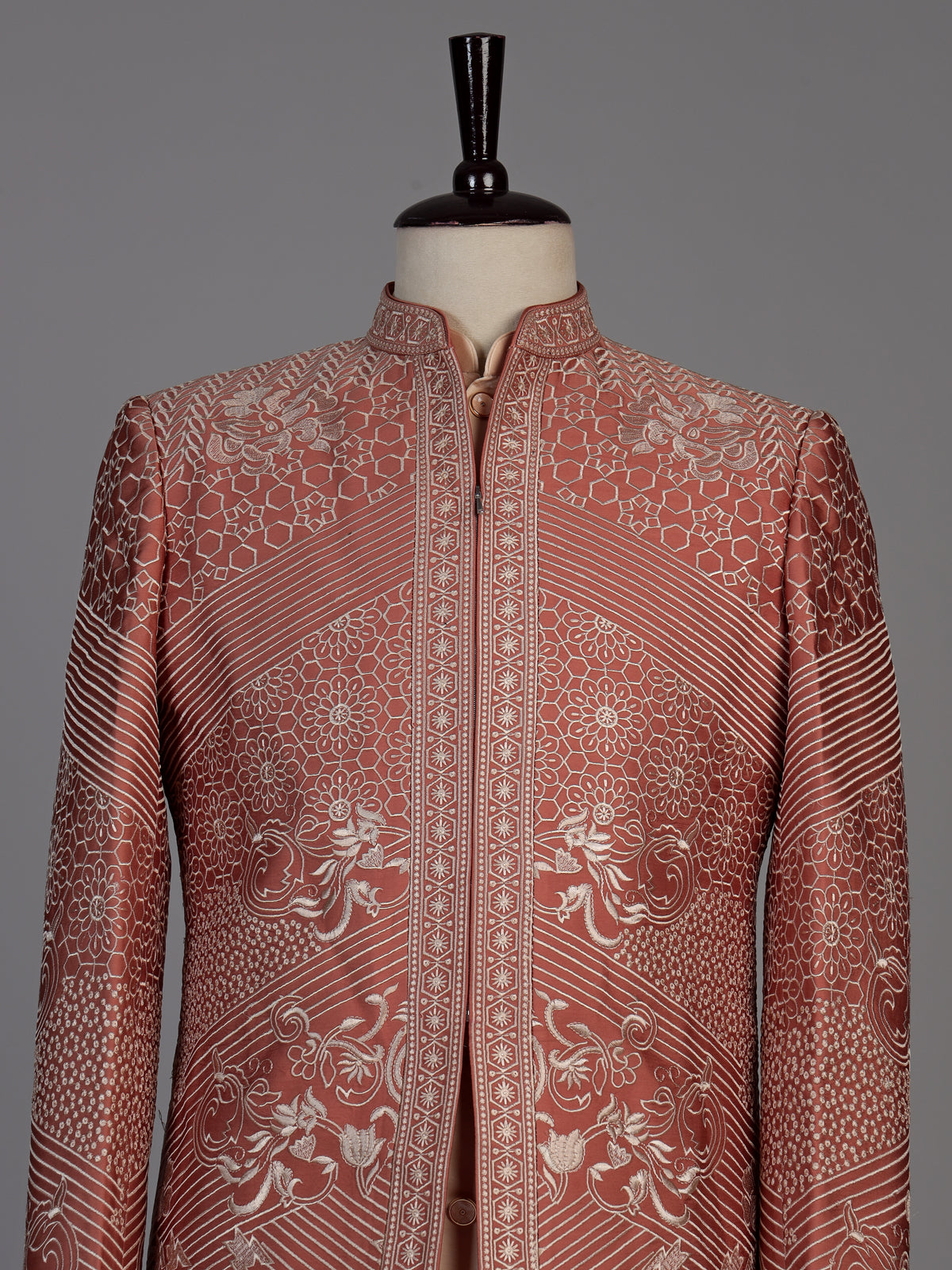 Rust orange mens fusion jacket indo western