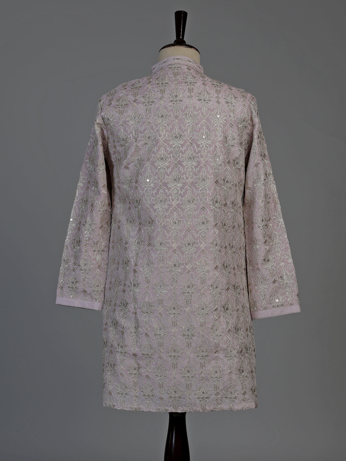 Lilac purple silk mens kurta suit with intricate aabla embellishments
