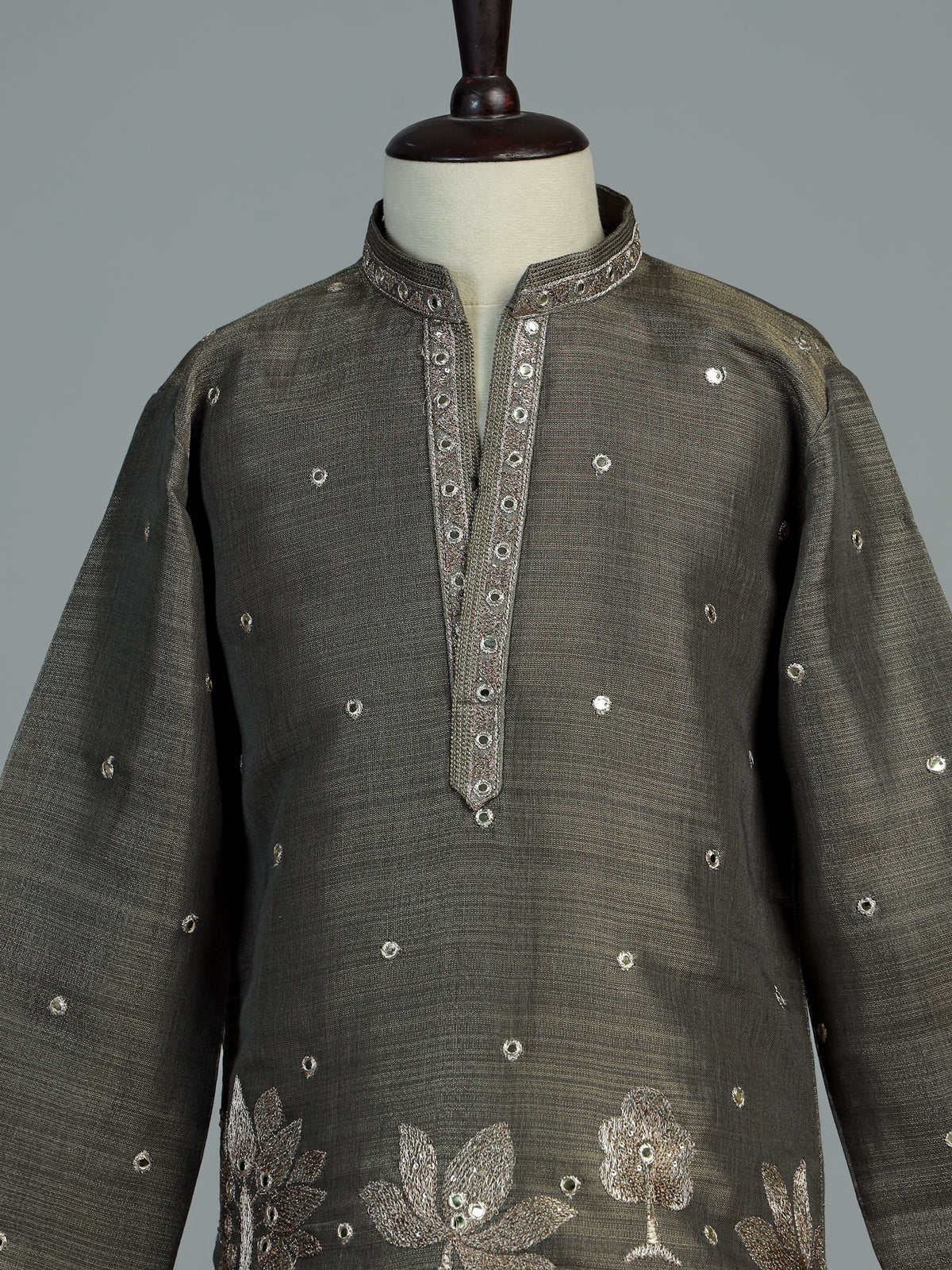 Stone grey heritage tree boys kurta suit