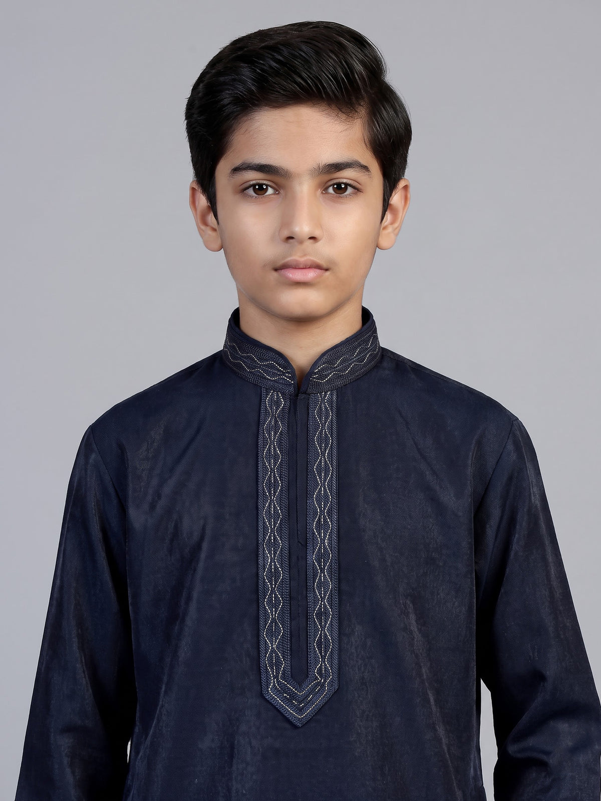 Navy blue diamond chain boys kurta suit