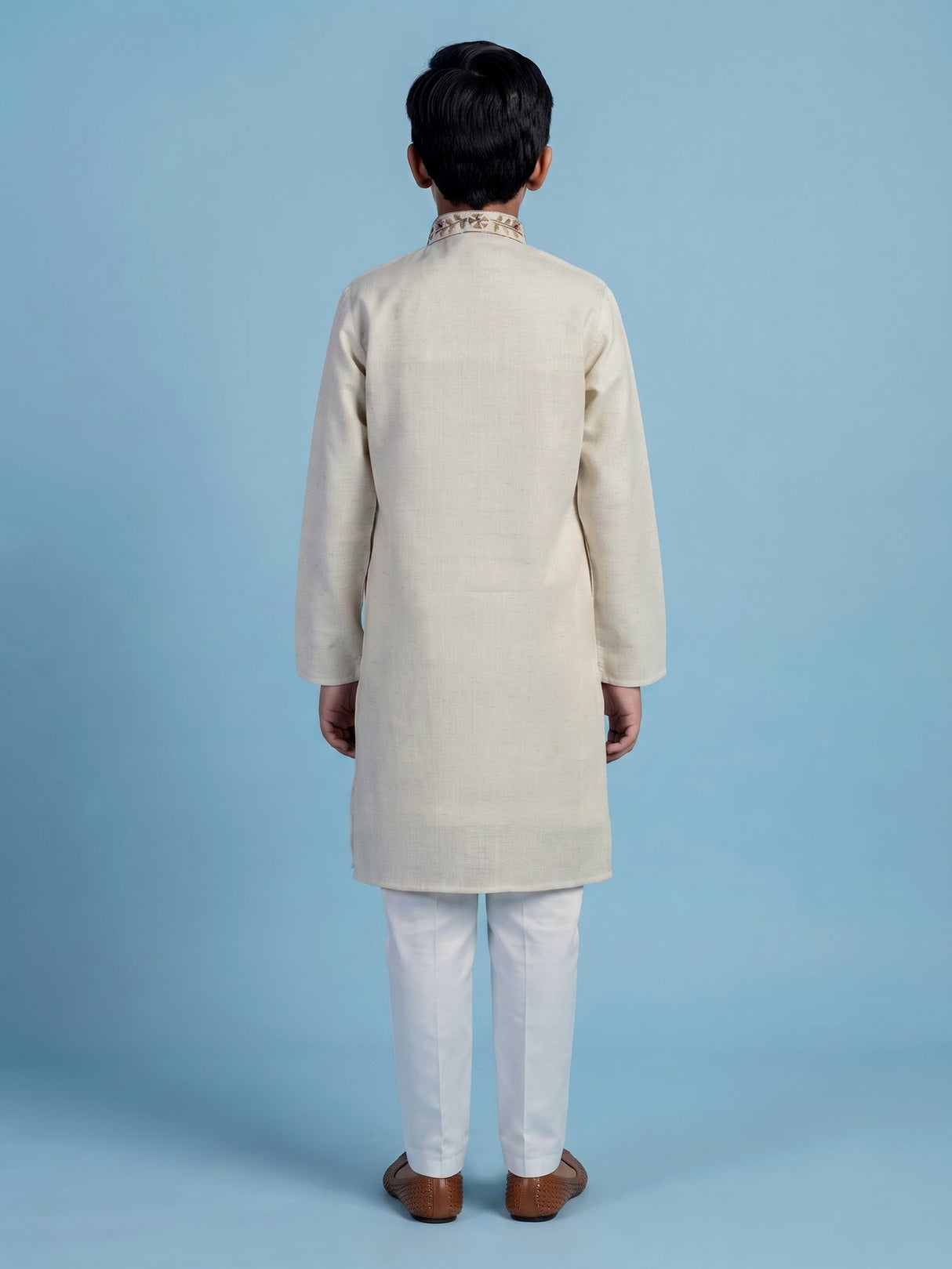Off white pastel floral boys kurta suit
