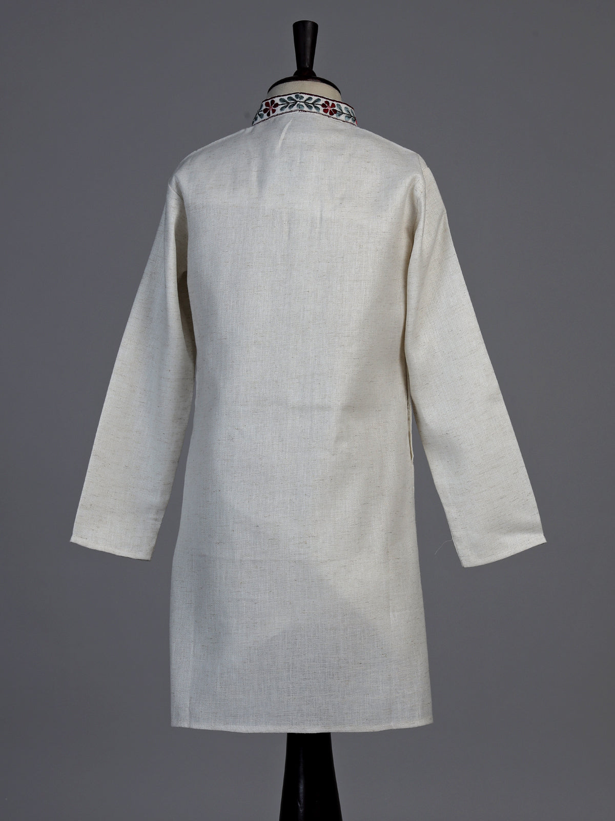 Off white diagonal floral boys kurta suit