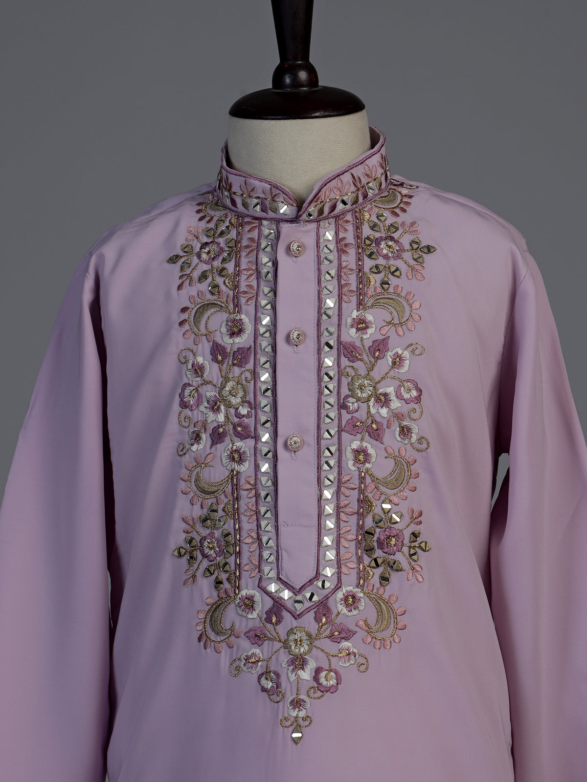 Purple jharokha embroidered boys kurta suit