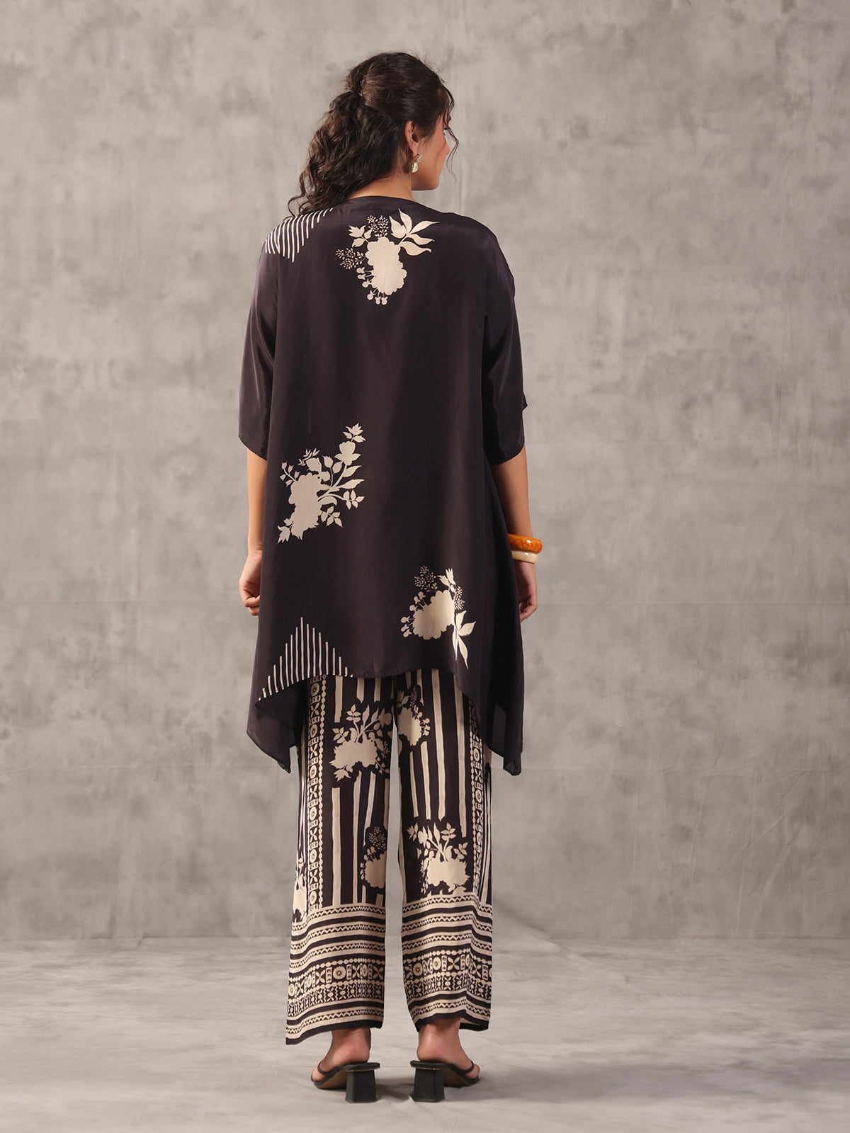 Black monotone tassel embellished co ord set