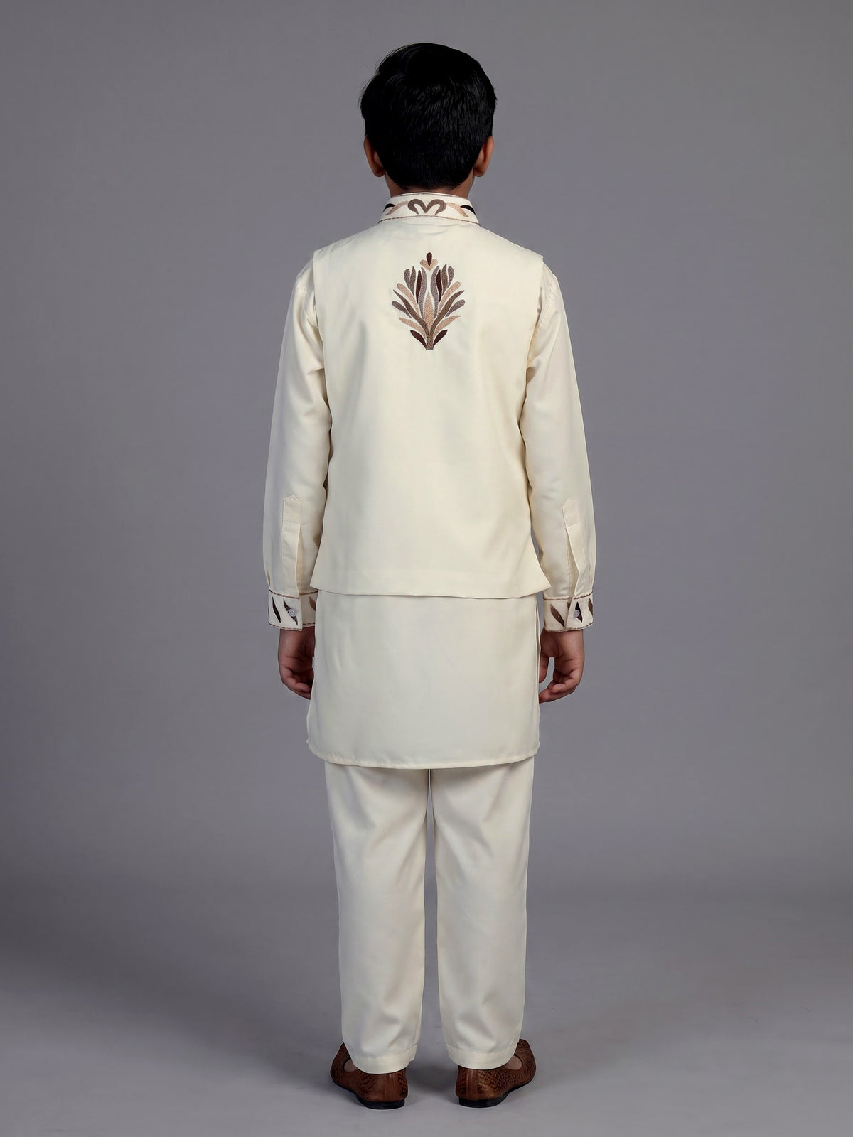 Cream crested bird boys waistcoat set