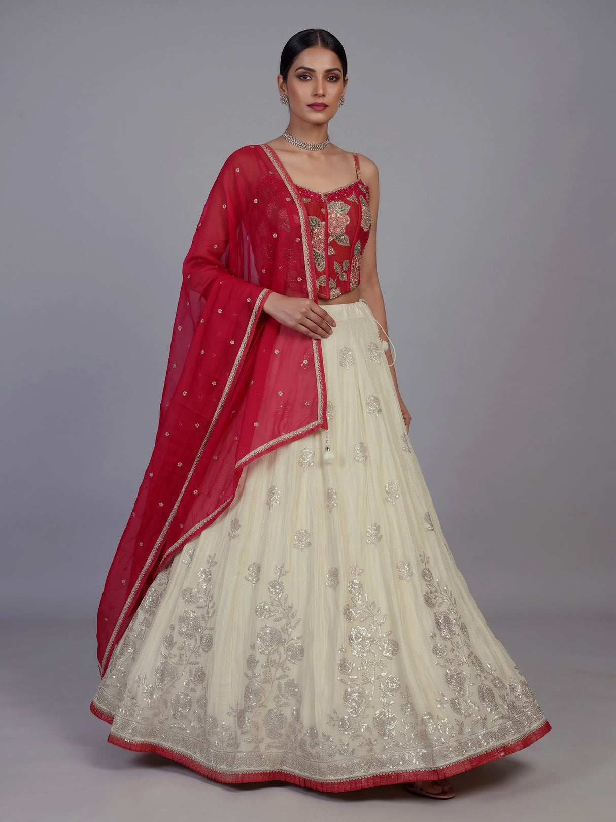 Glamorous rani pink silk lehenga choli with exquisite detailing