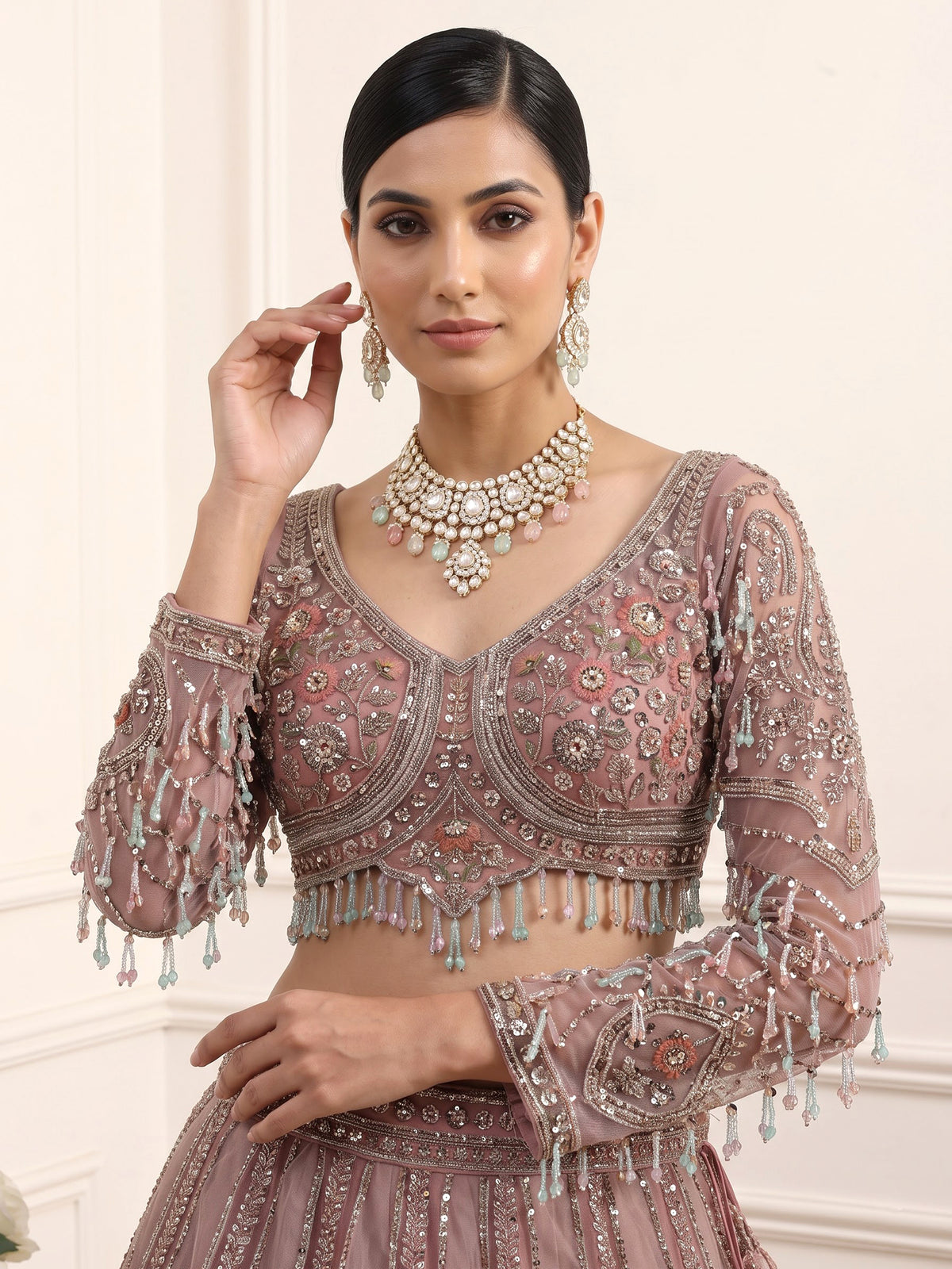Onion pink grand arch women lehenga choli