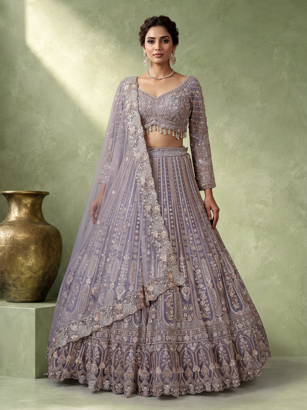 Lavender baroque jharokha women lehenga choli