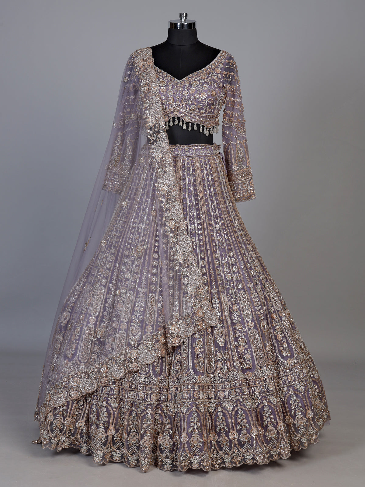Lavender baroque jharokha women lehenga choli