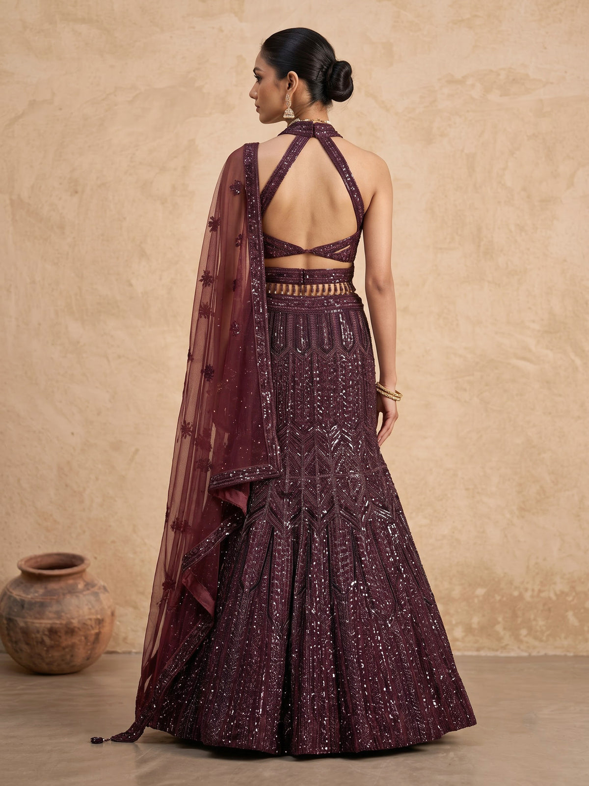 Wine couture chevron women lehenga choli